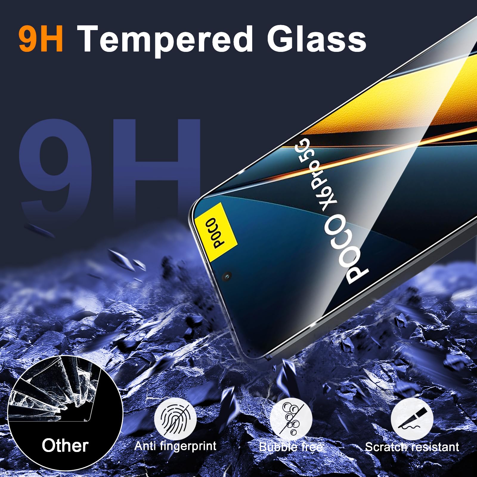 Protector Pantalla WFTE Xiaomi Poco X6 5G - 2 Pack Cristal Templado 9H