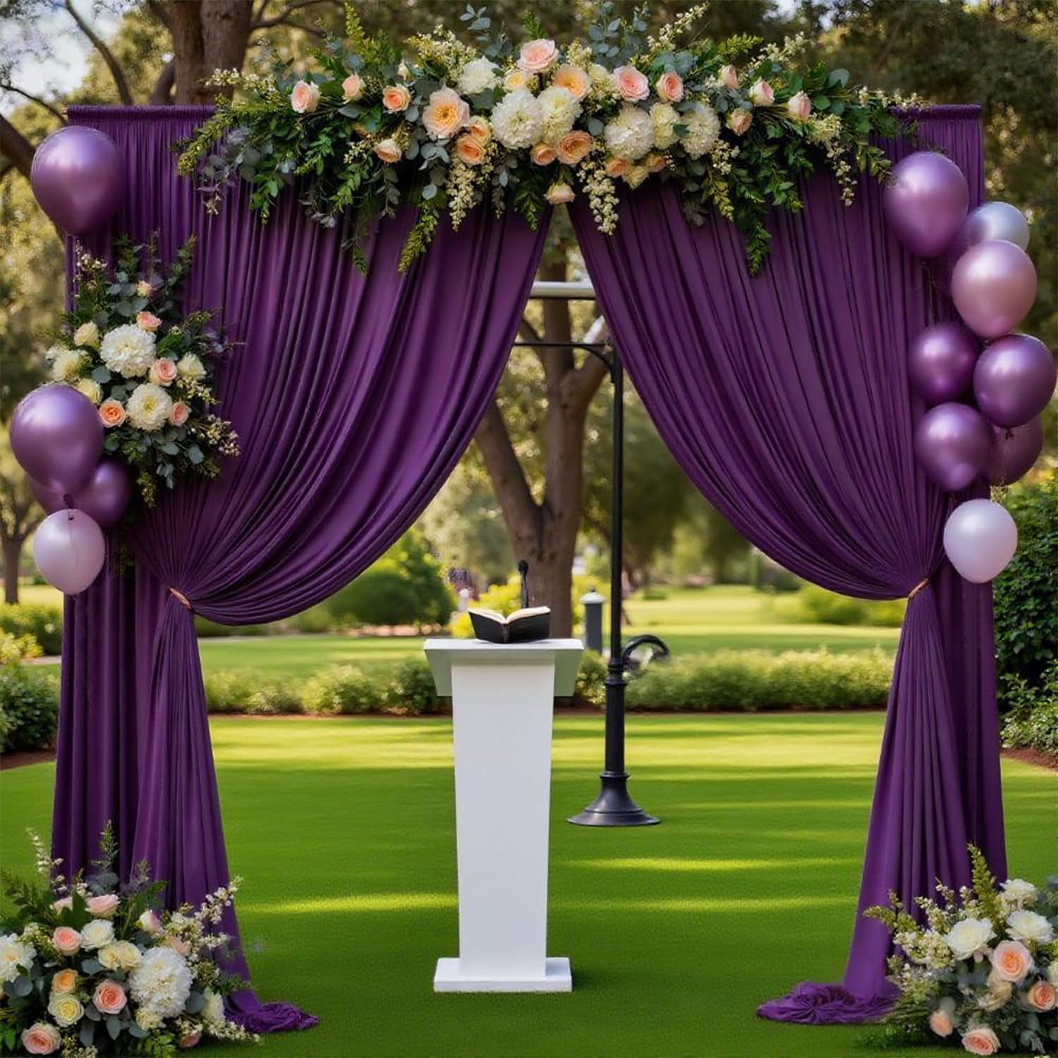 Photo 1 of 2 Panels 5ft X 10ft Purple Backdrop Curtains for Party - WENSINL Wrinkle Free Polyester Backdrop Drapes for Wedding Bridal Shower Birthday Stage Photobooth Backdrop Curtain Wall Decorations
