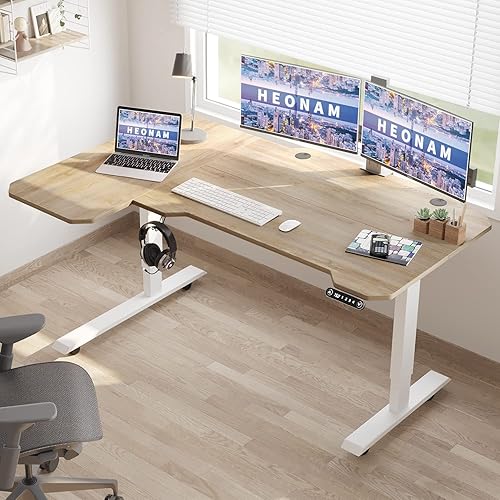 Miniatura 70 de Escritorio eléctrico de pie de 48 pulgadas con puerto de carga USB, escritorio de pie ajustable en altura con preajustes de memoria, amplio Marrón