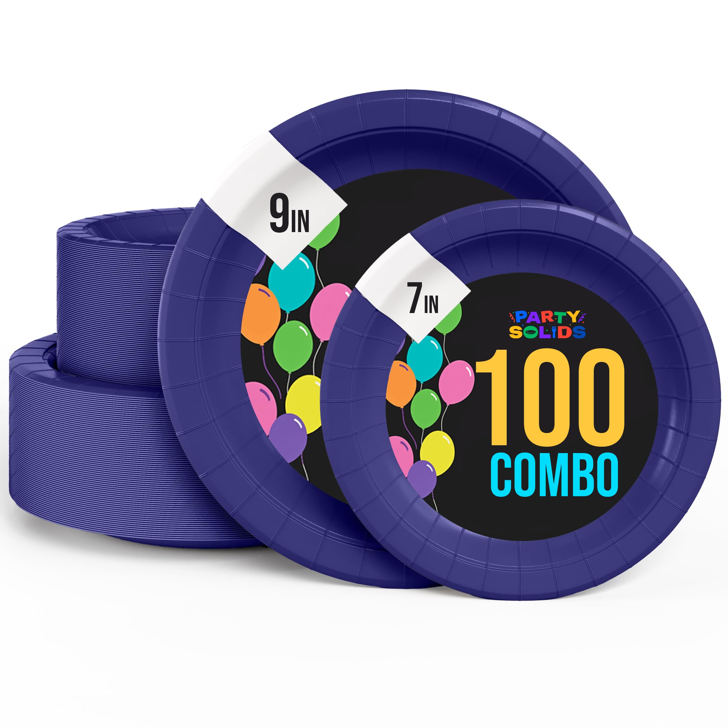 Exquisite Navy Paper Plates Disposable Heavy Duty 100 Pcs - 50-7" & 50-9" Navy Disposable Plates For Party Heavy Duty Paper Plate 350 GSM Birthday