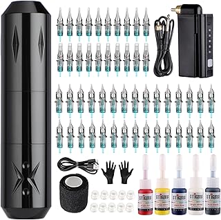 STIGMA Wireless Rotary Tattoo Machine Kit - Battery, 50pcs Cartridge Needles, Ink Set With Accessories STP29KITP199-1
