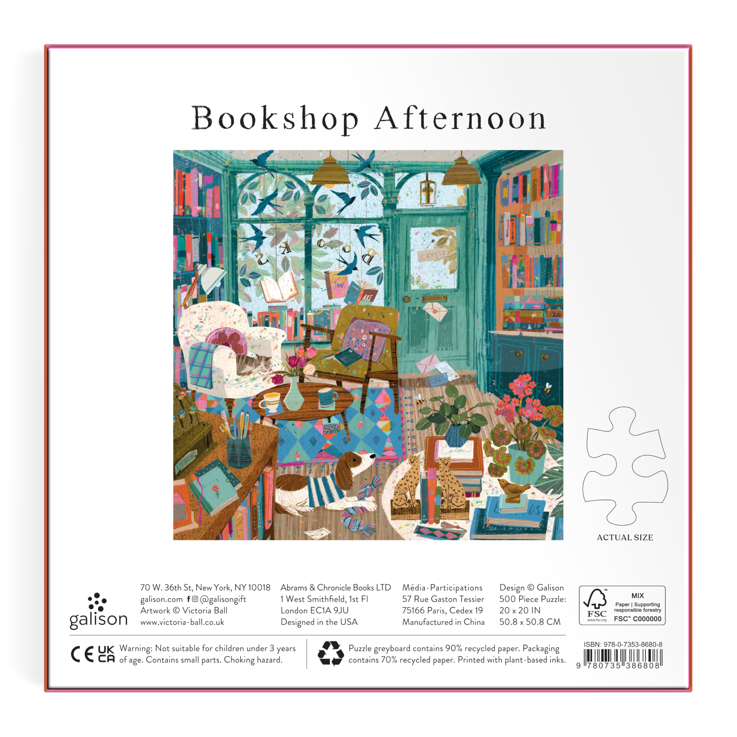 Amazon.com: Galison - Bookshop Afternoon 500 Pc Puzzle with Foil