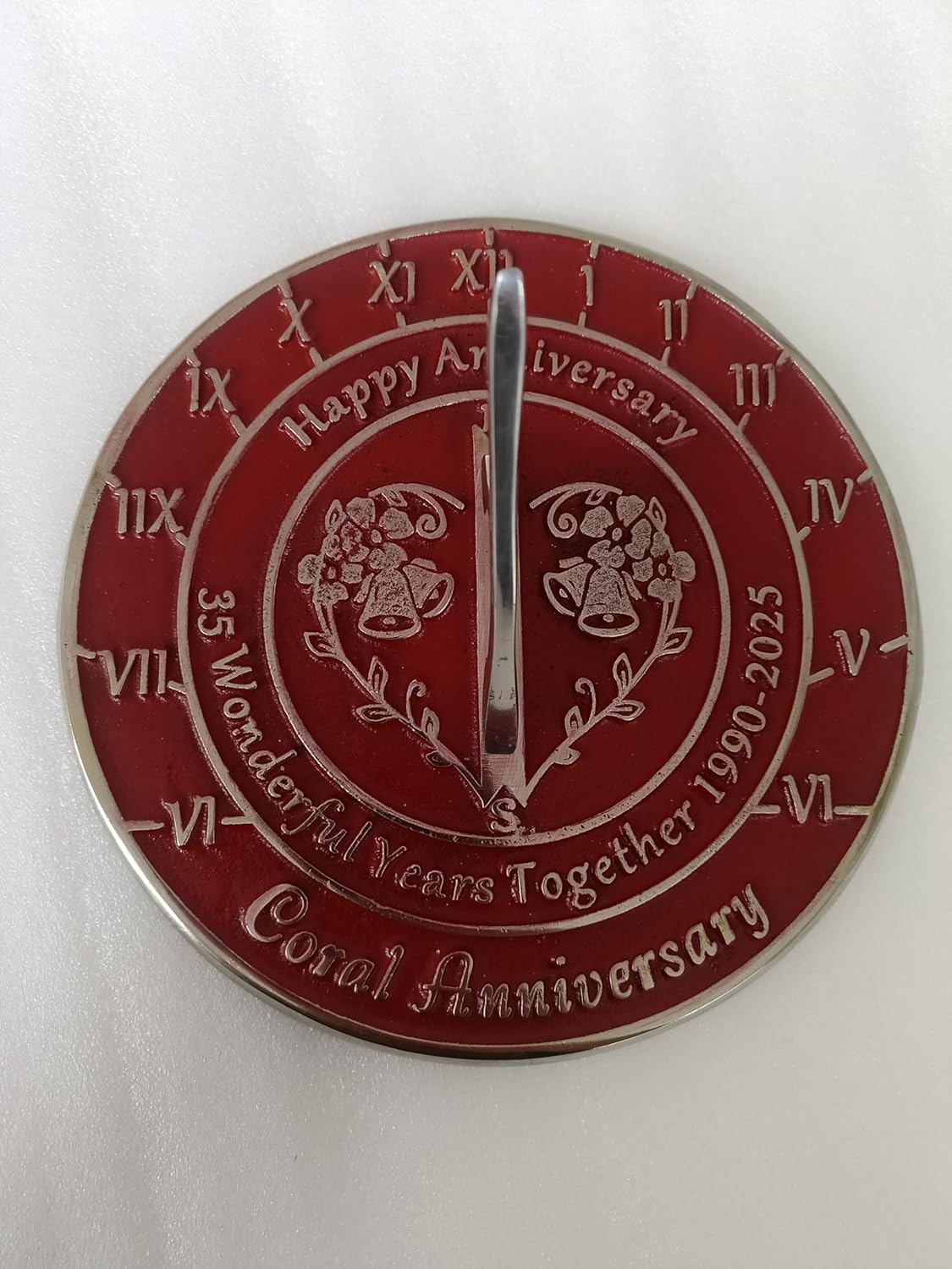 35th Coral Wedding Anniversary in 1990-2025 Brass Sundial Couples 35 Year Celebration Gift Idea Sundial Home Decor and Garden Decor