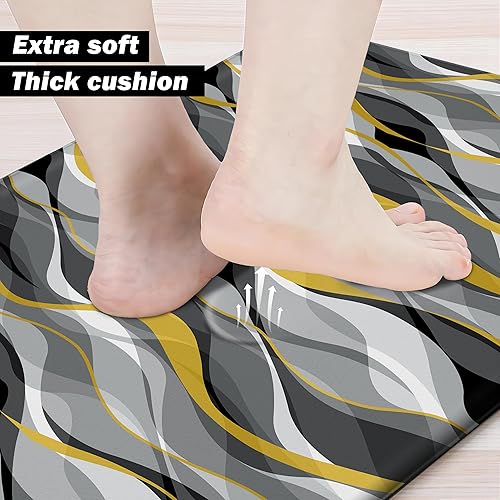 Vista 26 de weesire Alfombra de cocina verde antifatiga para el suelo de la cocina, alfombras de cocina, verde salvia, floral, hierbas, espuma viscoelástica