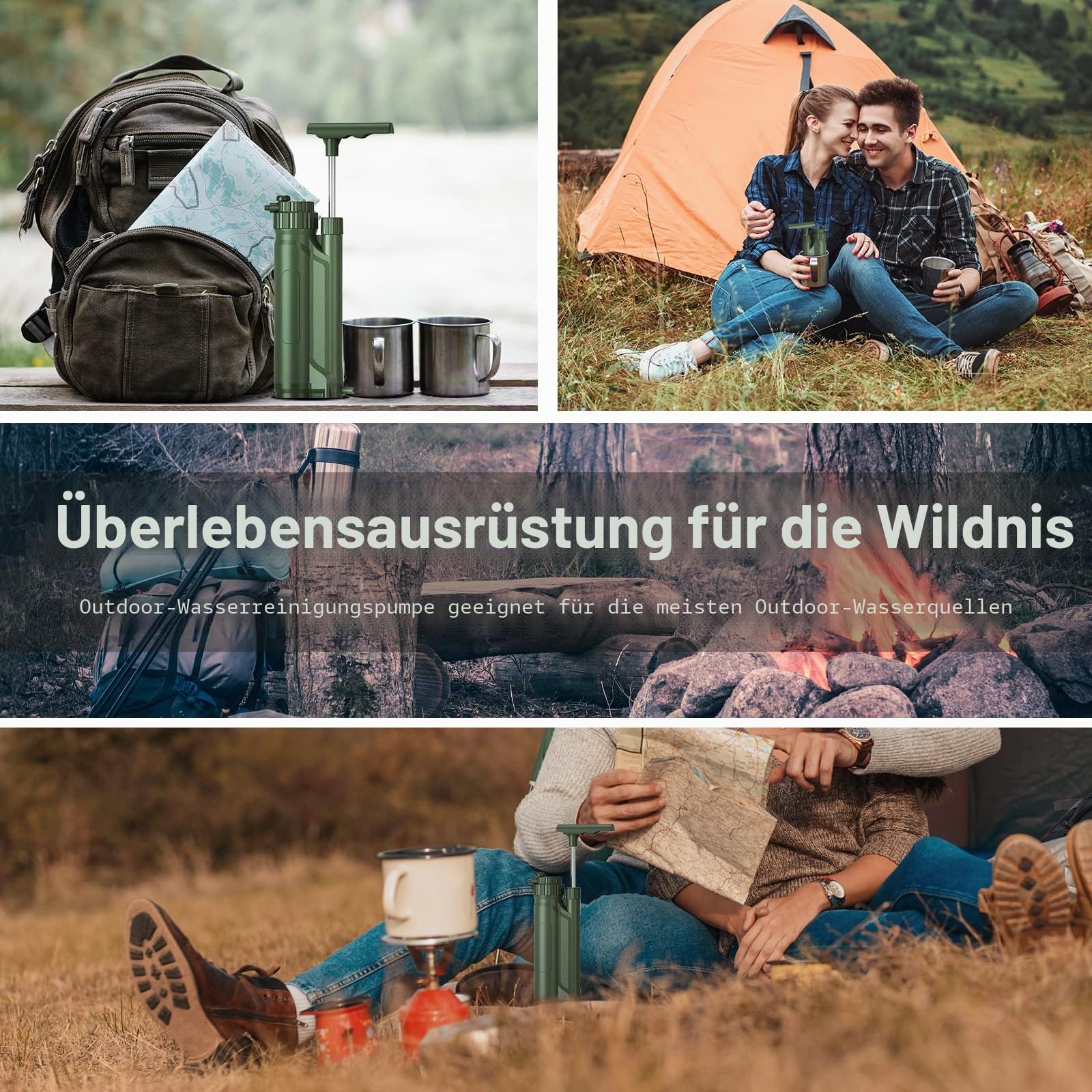 Tragbare Umkehrosmose-Wasserfilterpumpe Wasseraufbereitungssystem für den Außenbereich,Überlebensausrüstung für Camping,Wandern,Reisen,Notfallvorsorge,Wasserreinigungssystem