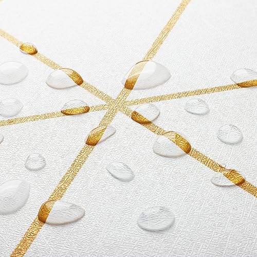 Miniatura 6 de Safiyya Papel tapiz geométrico dorado y blanco, papel de contacto moderno para despegar y pegar para gabinetes que cubren rollos de vinilo de 78.7 x