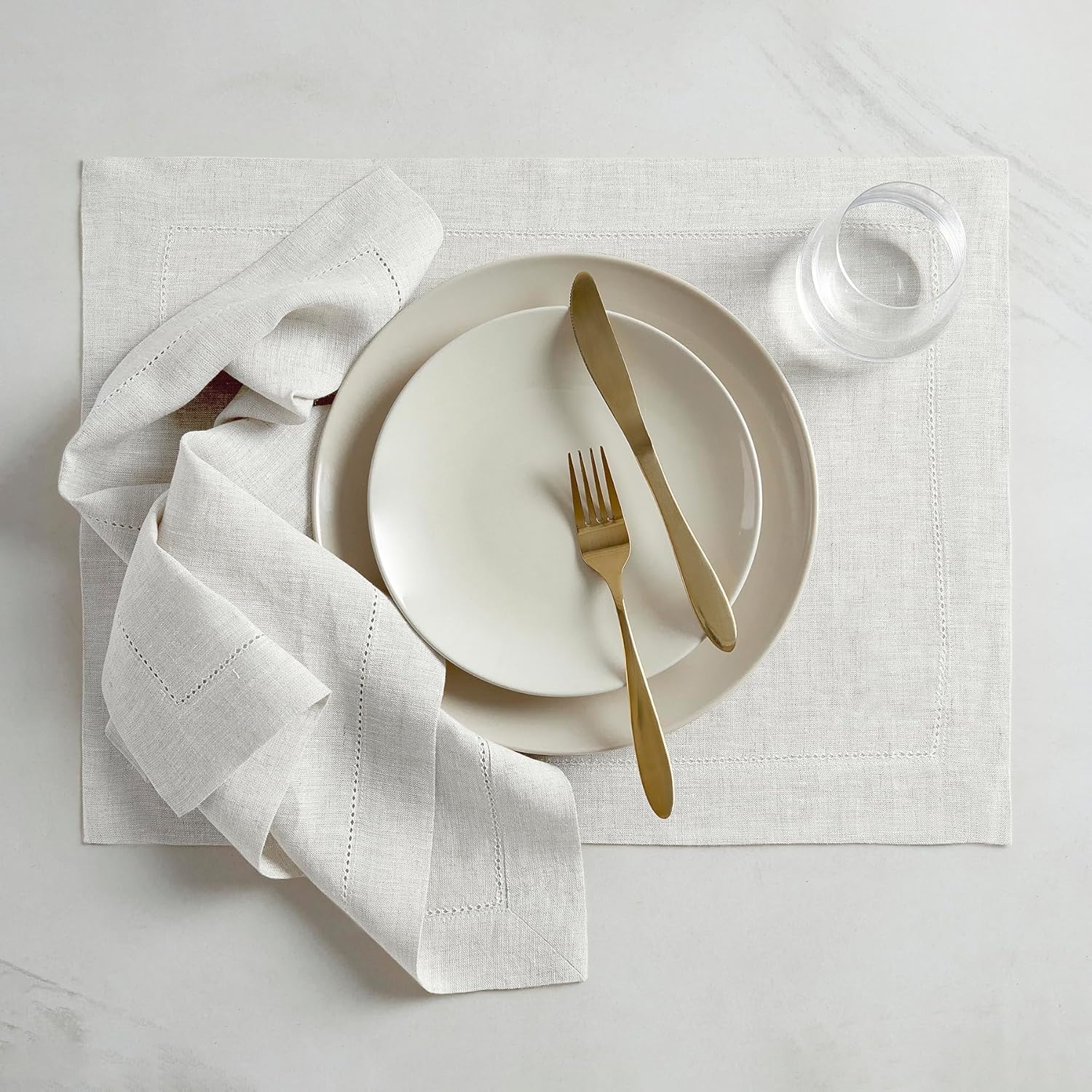 Solino Home Linen Cloth Napkins Set of 4-100% Pure Linen Light Flax Dinner Napkins 22 x 22 Inch for Spring, Summer, Mothers Day - Sonoma Hemstitch, Handcrafted and Machine Washable