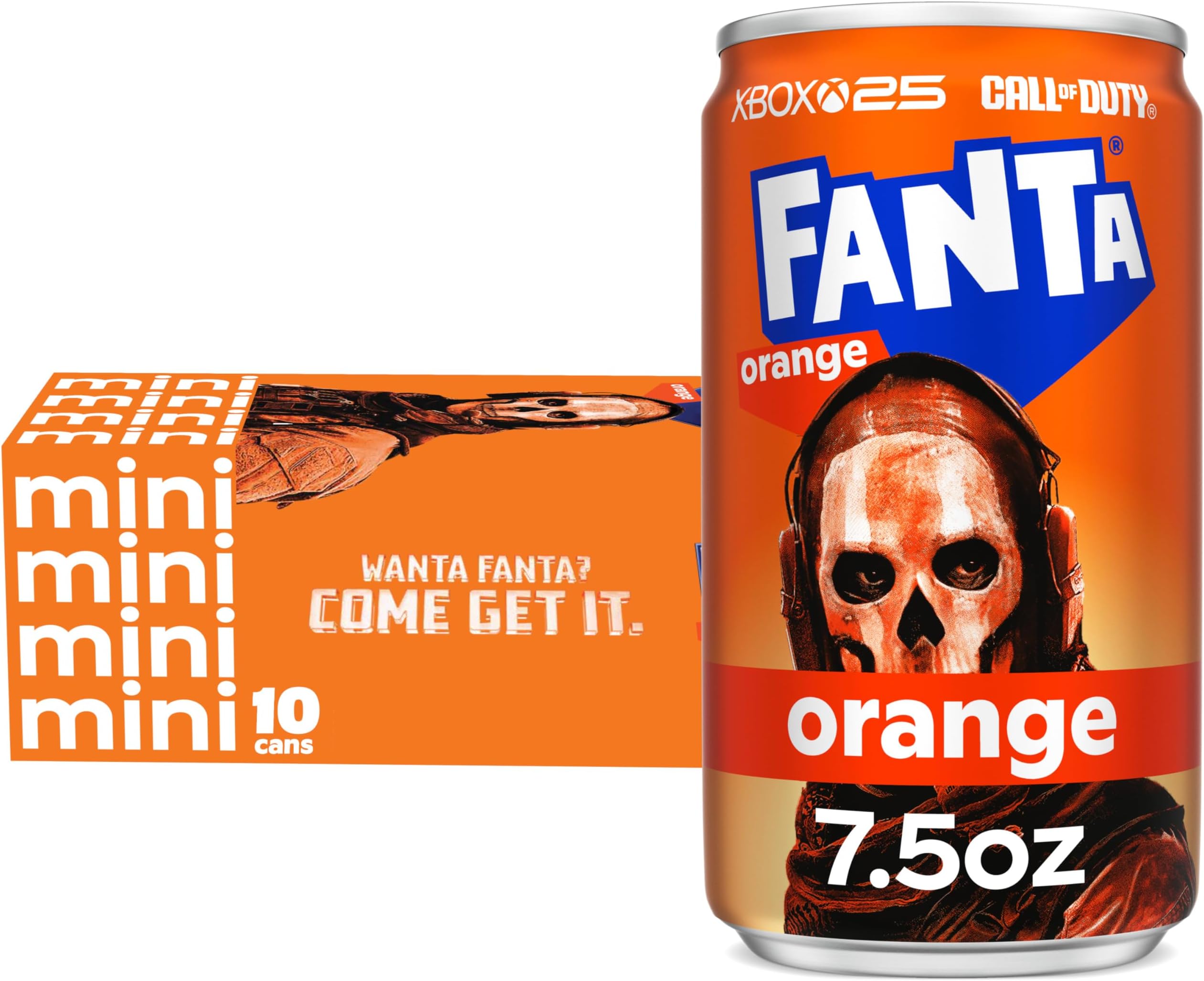 Fanta Orange Soda Can, 7.5 fl oz, 10 Pack