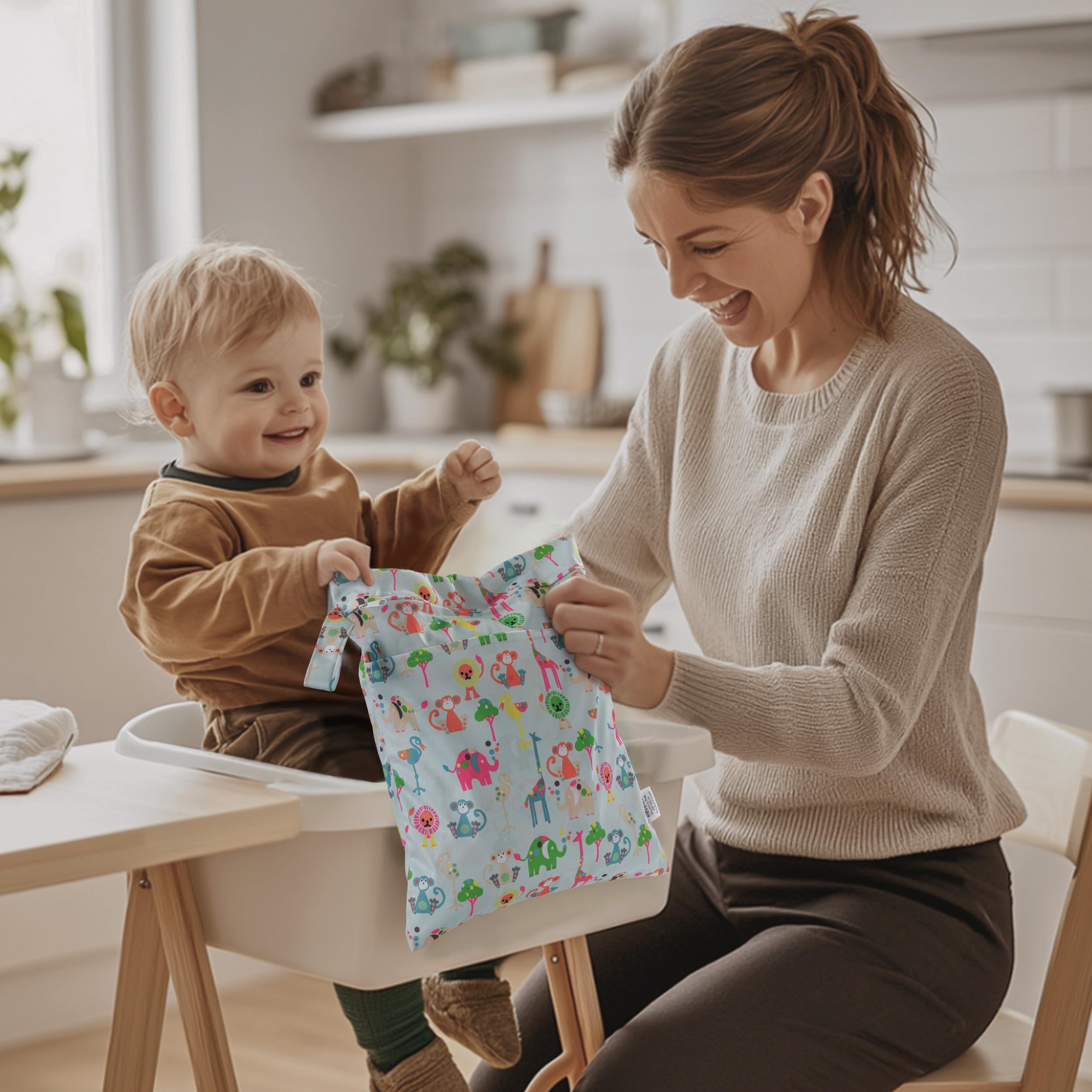 2 pezzi Borsa per Pannolini Lavabile Impermeabile con Cerniera Porta Pannolini Organizer