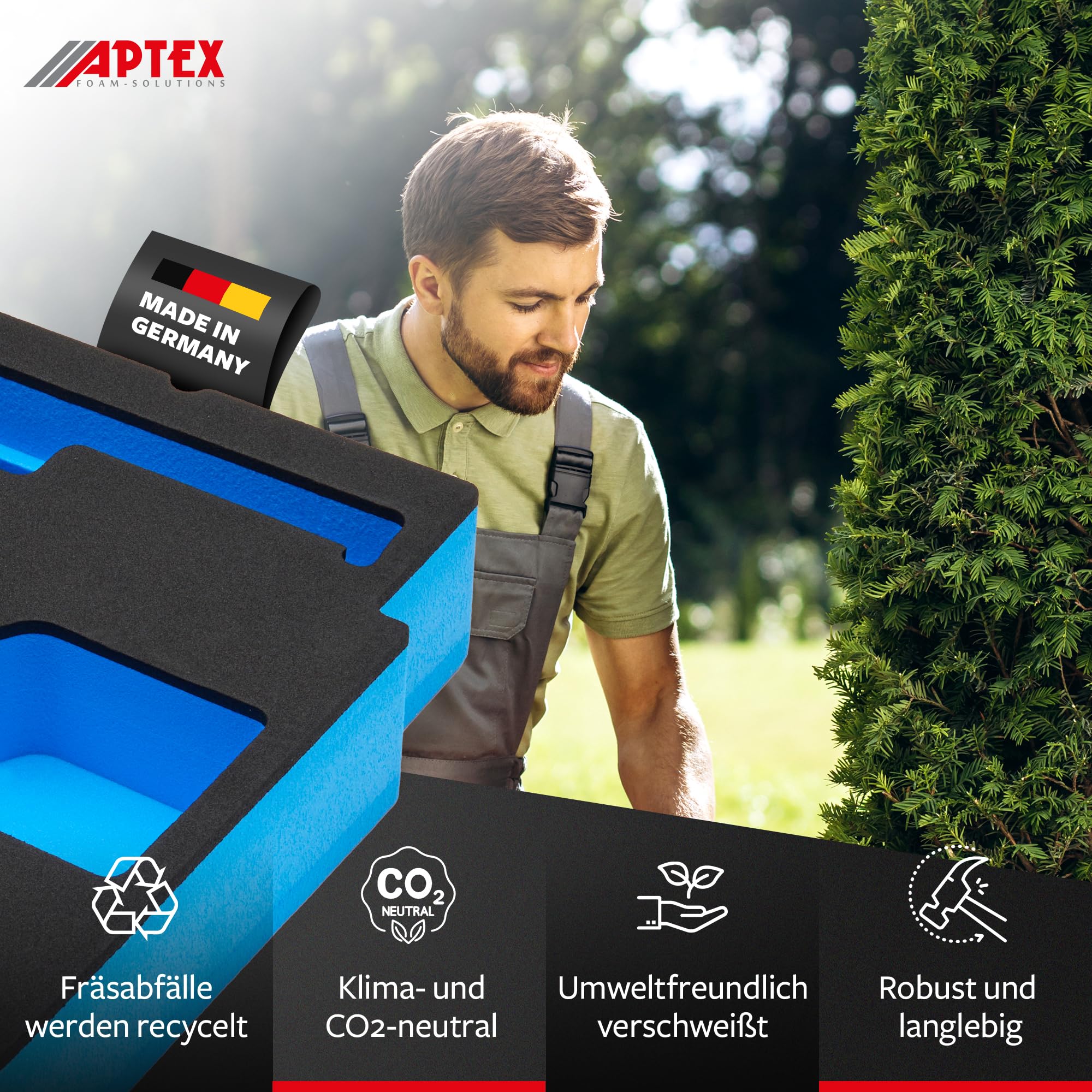 APTEX Schaumeinlage für Makita DUM 604 Akku‑Grasschere – Polstereinlage & Schaumstoffpolsterung für MakPac Gr. 3‑4 und Makita Zubehör