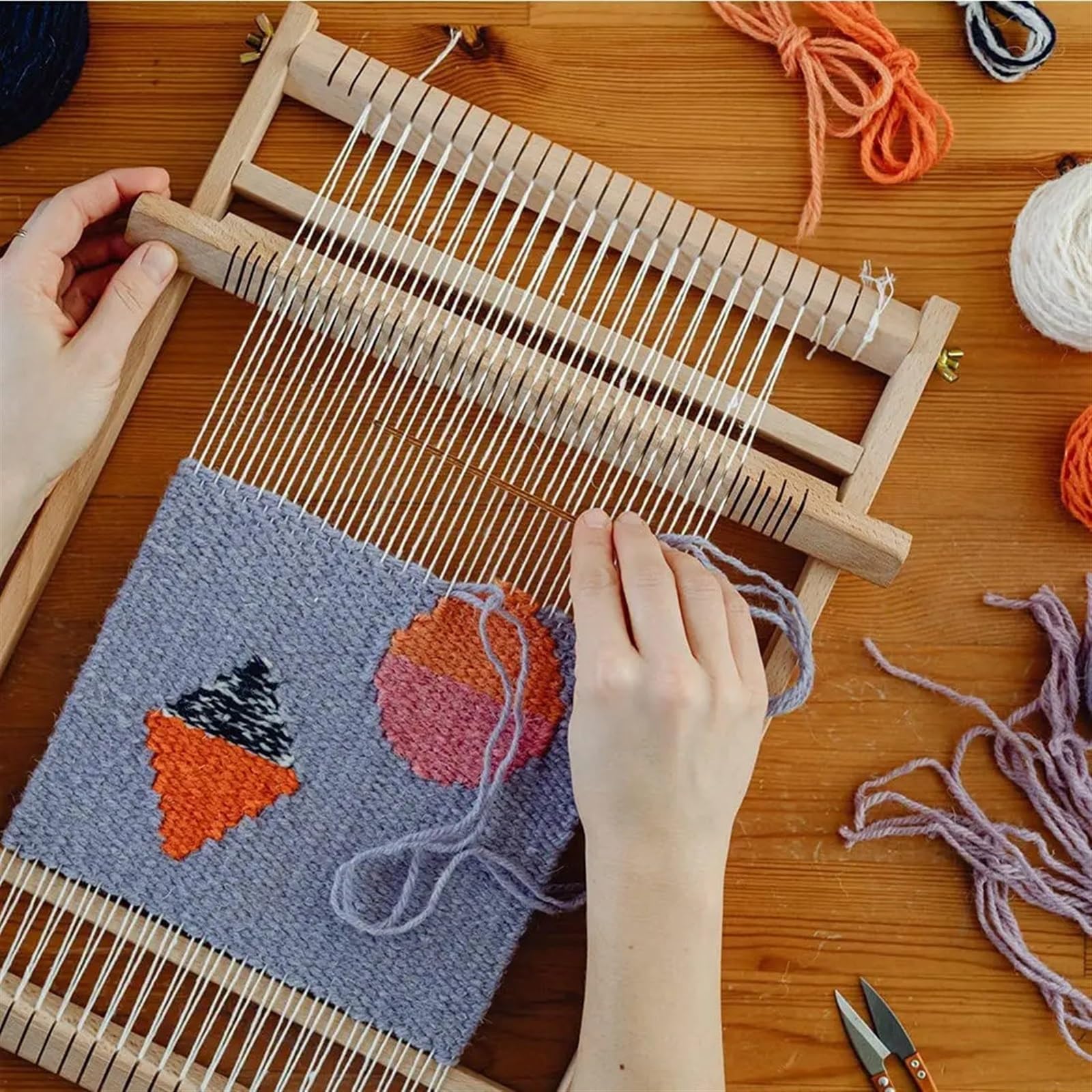 Webrahmen Aus Holz Holz Gobelin Webstuhl Kit Webstühle Handgestrickte Maschine DIY Woven Set Nähmaschine Home Winken Zubehör Handgemachte Haken