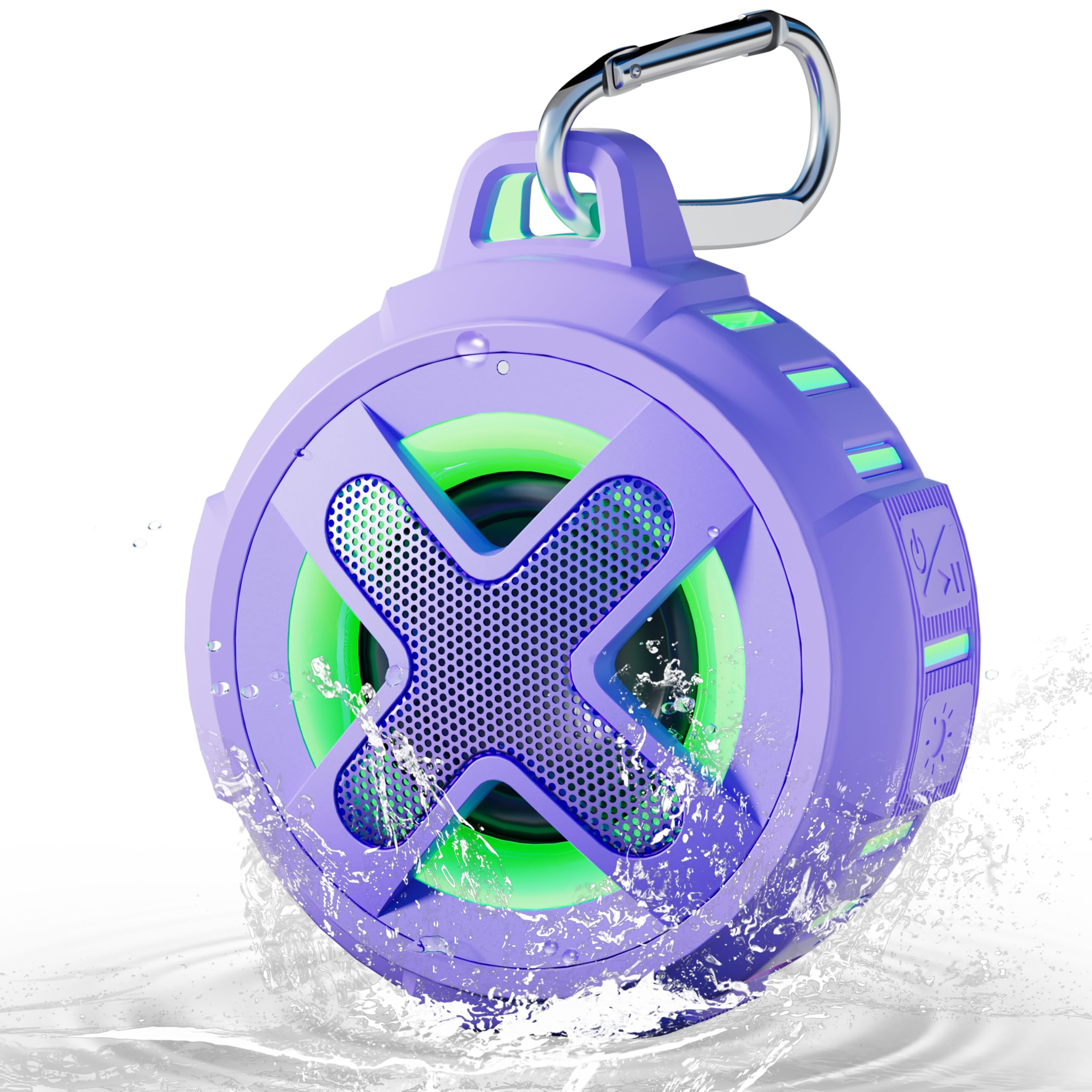Enceinte de douche Bluetooth portable violette pour écouter la musique sans risquer son téléphone