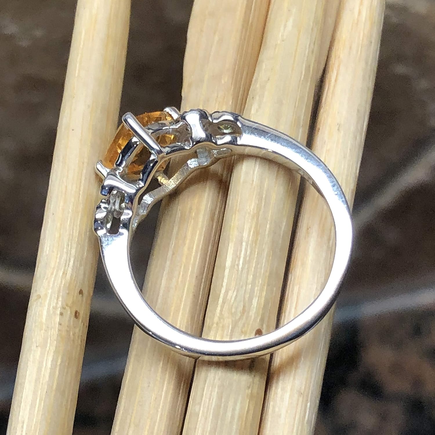 Natural 2ct Golden Citrine, Green Peridot 925 Solid Sterling Silver Wedding Ring Size 6, 7, 8, 9 - Image 7