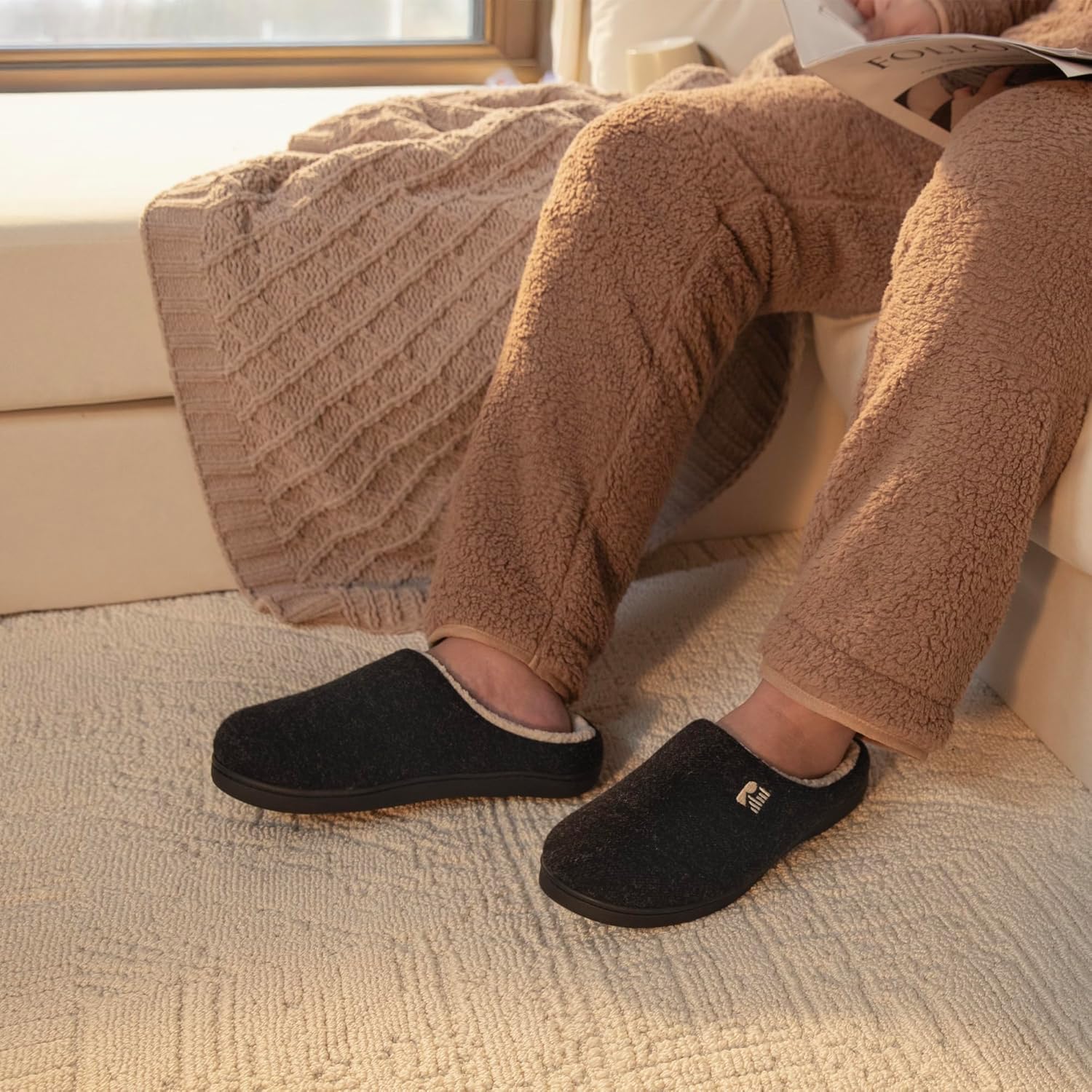RockDove Men's Sherpa Lined Memory Foam Clog Slipper - Image 2