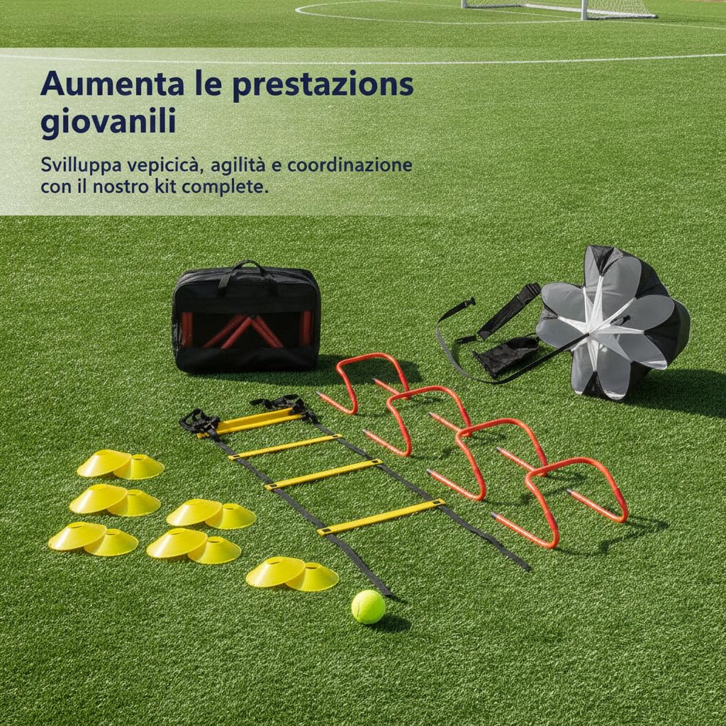 Homyl Set Agilità Calcio Allenamento, Set Portatile con Ostacoli Sportivi, per ragazzi, Set da 5 pezzi PLUS