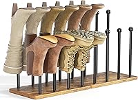 pickpiff 8-Pair Boot Rack Organizer - 16.4" Tall Free Standing Metal Shoe Holder with Stable Wood Base