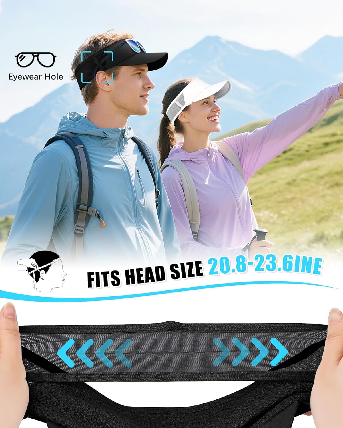 Sports Sun Visor Hats for Women Men Lightweight Breathable Cooling Stretchy Visors Foldable UPF 50+ for Running Tennis Golf - Image 6
