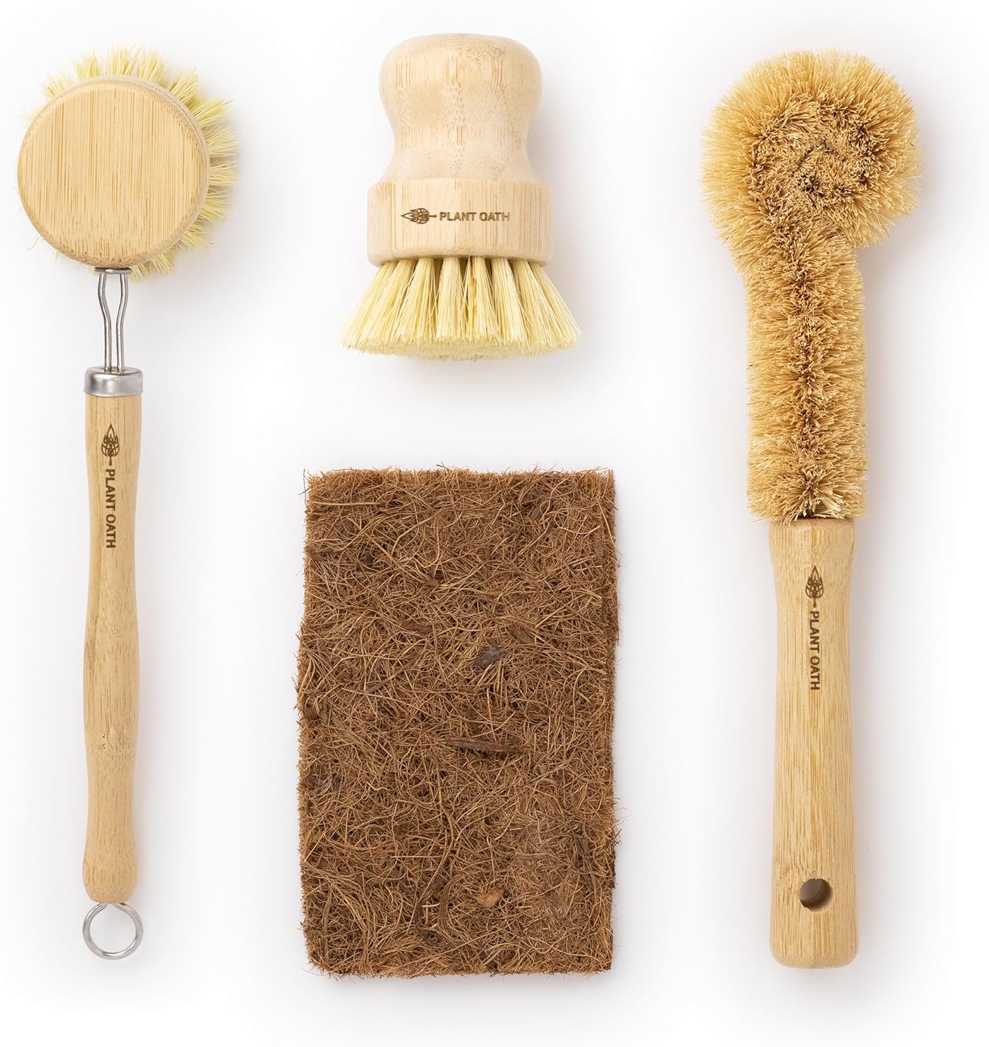 Bamboo Dish Brush Set #04 | Eco-Conscious Kitchen Cleaning Kit | Sustainable Gifts | Bridal Friends Family | Plastic-Free Tools