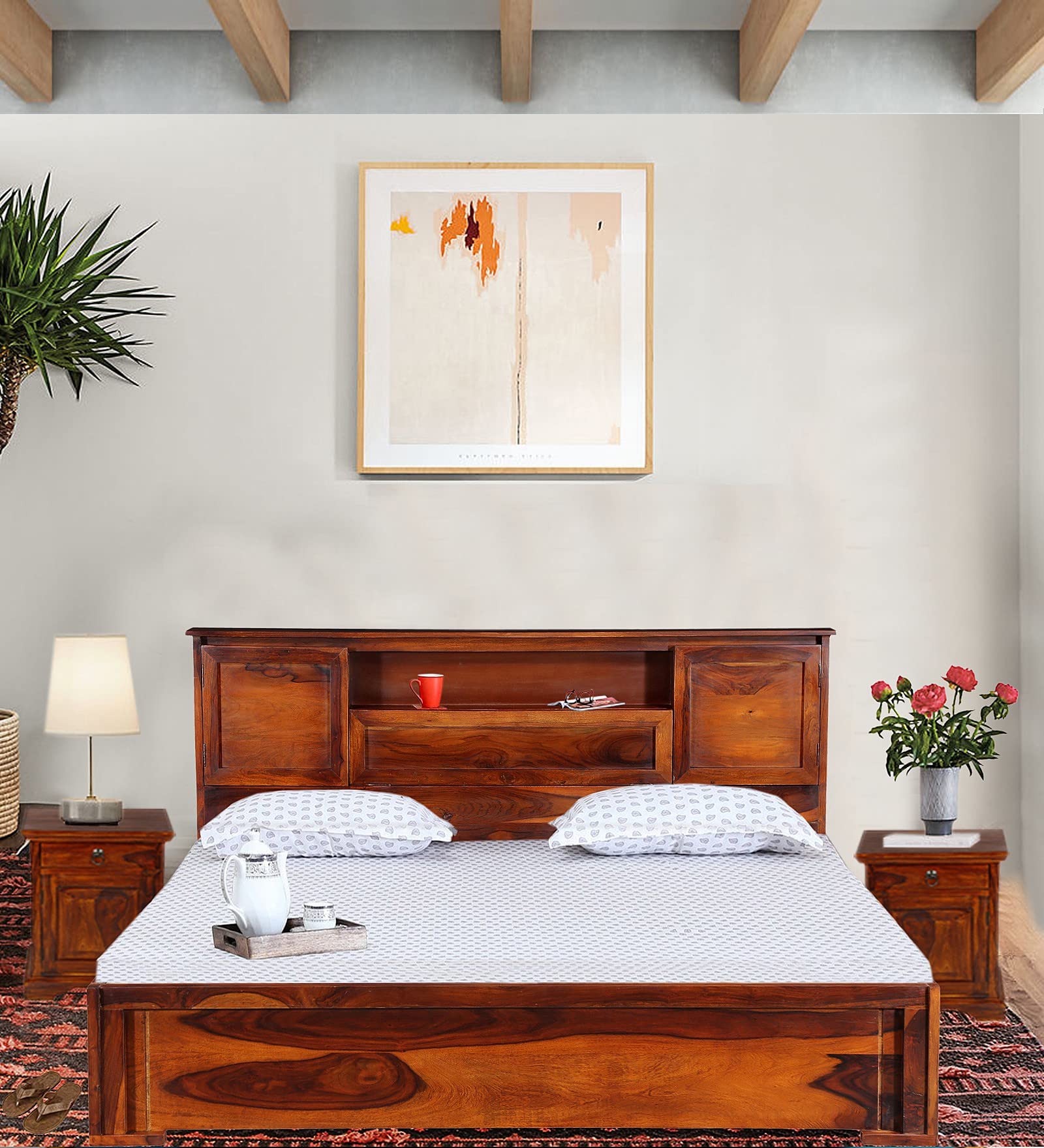 Buy Wopno Furniture Pure Sheesham Wooden King Size Bed for Bedroom Solid Wood Double Bed