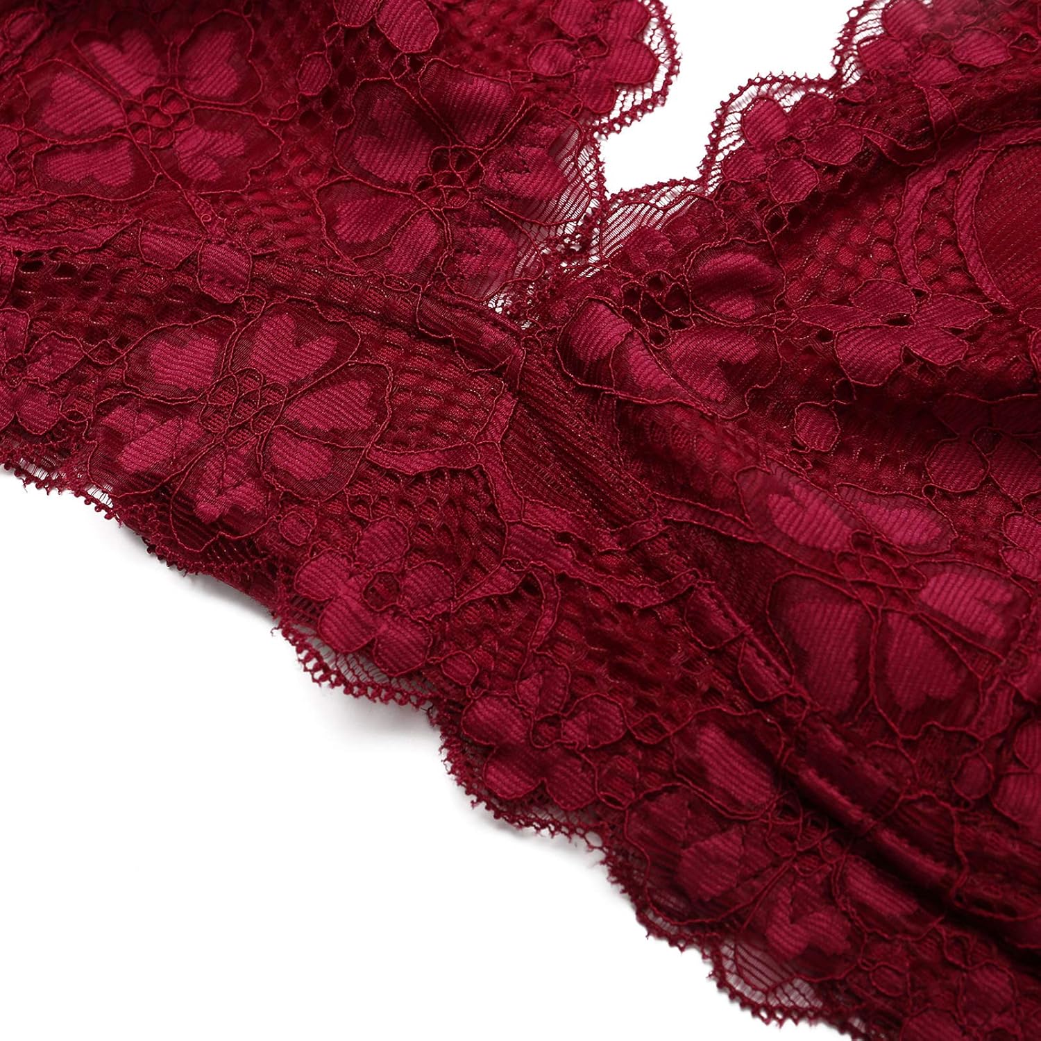 Floral Lace Halter Bra Bralette Top Hook and Eye Closure Back Unpadded Wirefree Lace Bra - Image 6