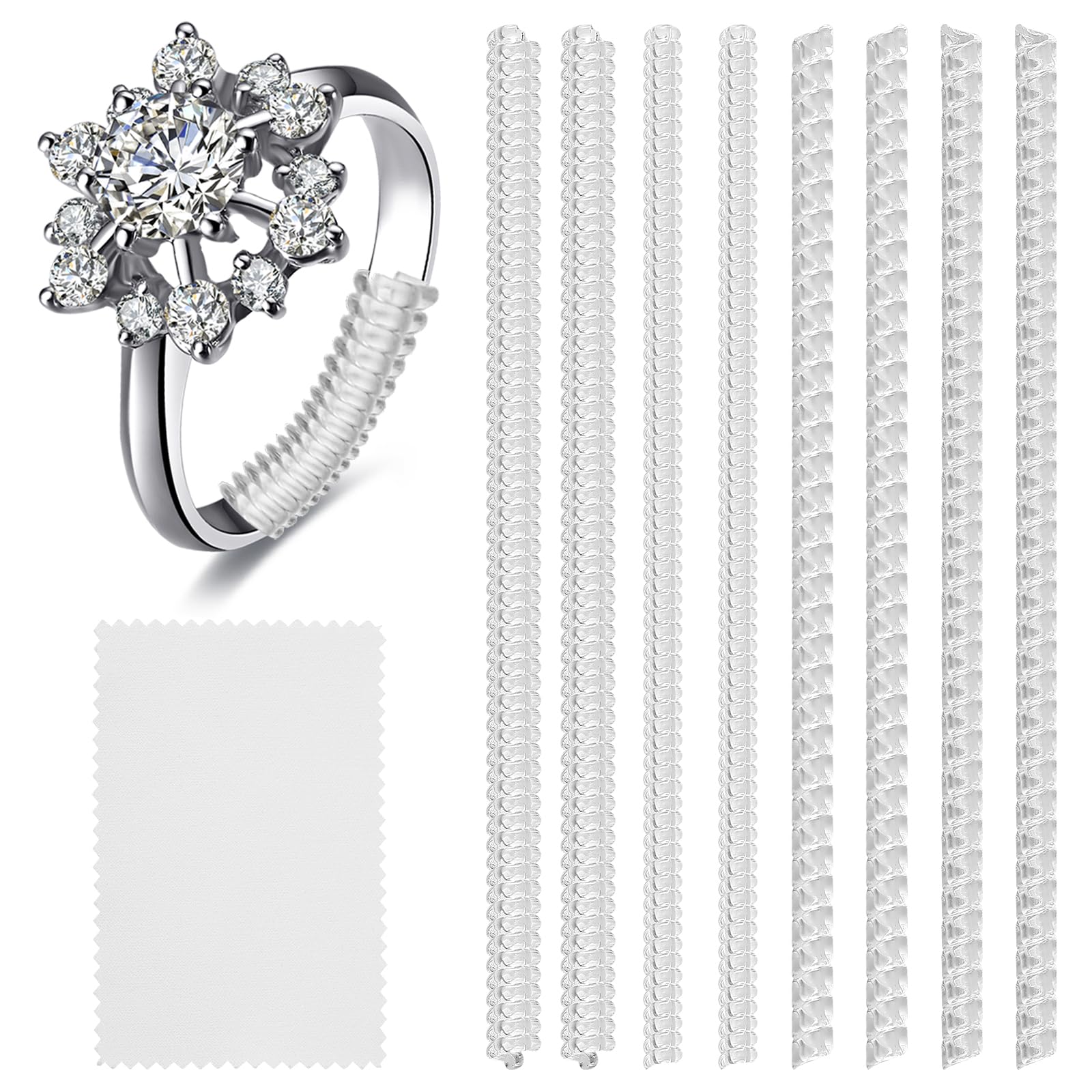 Regolatore Dimensione Anelli | Pezzi Trasparenti | Per Anelli Larghi | Argento, Oro, Platino - Foto 1