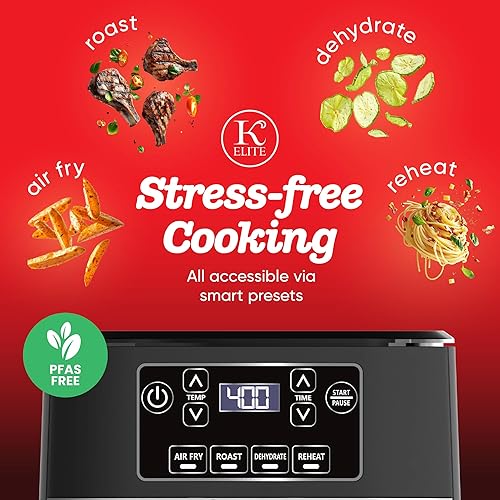Miniatura 3 de Kitchen Elite Freidora de aire digital de 3 cuartos de galón, cocina compacta sin aceite con cesta antiadherente sin PFAS, fácil de limpiar, color