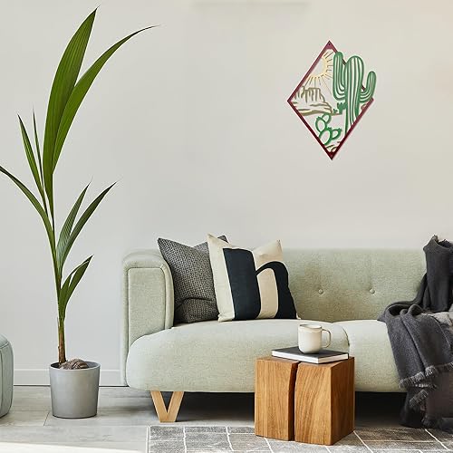 Miniatura 7 de Ecqizer Decoración de pared de metal con diseño de cactus del suroeste, decoración de pared de metal con temática natural, decoración moderna de