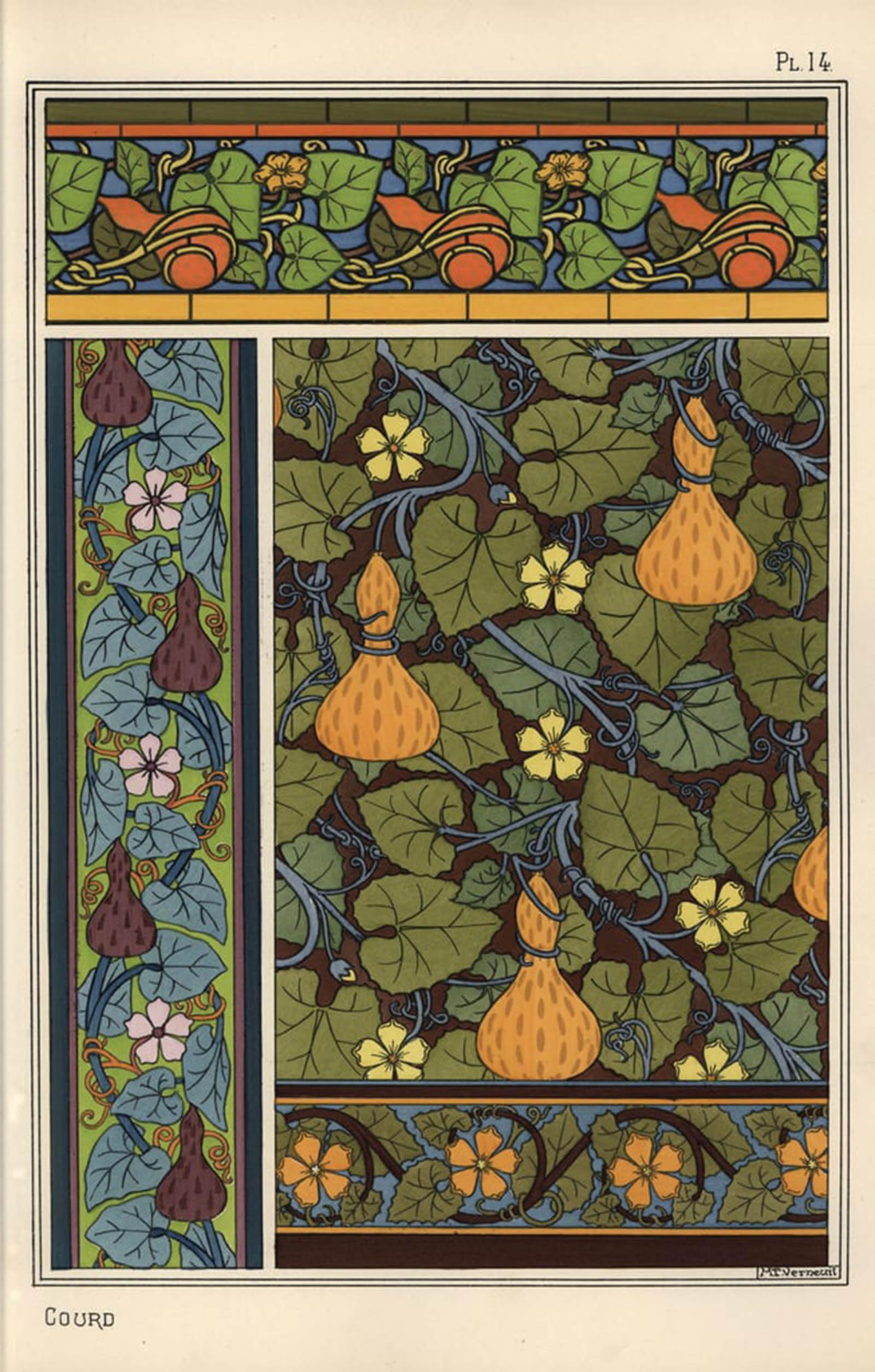 SERENDIPITP Retro Picture Poster Wall Art Pictures Painting Gourd on Canvas by Eugene Grasset Wall Art Canvas Print for Wall Decor 60x90cm