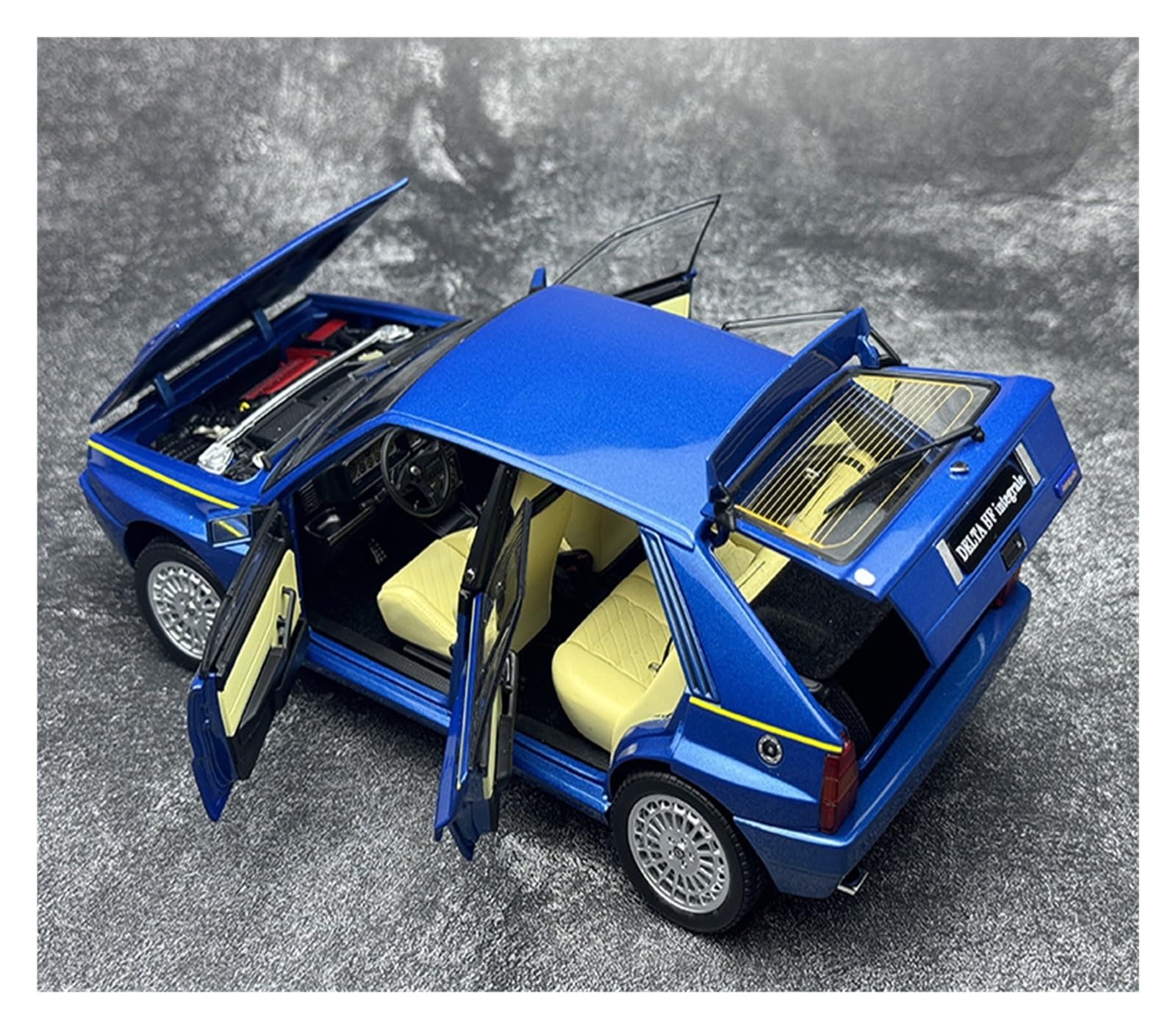 Modello Auto Metallo Scala Replica 1 18 Per Lancia Delta HF Integrale Miniatura Dettagliata Auto Da Collezione Modello In Metallo Riproduzione Hobby Veicoli Giochi Set(Blu)