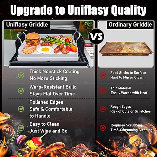 Miniatura 5 de Plancha antiadherente de acero inoxidable para parrilla de gas, parrilla nanocerámica para estufa de gas de 17 x 13 pulgadas, sartén de cocina plana