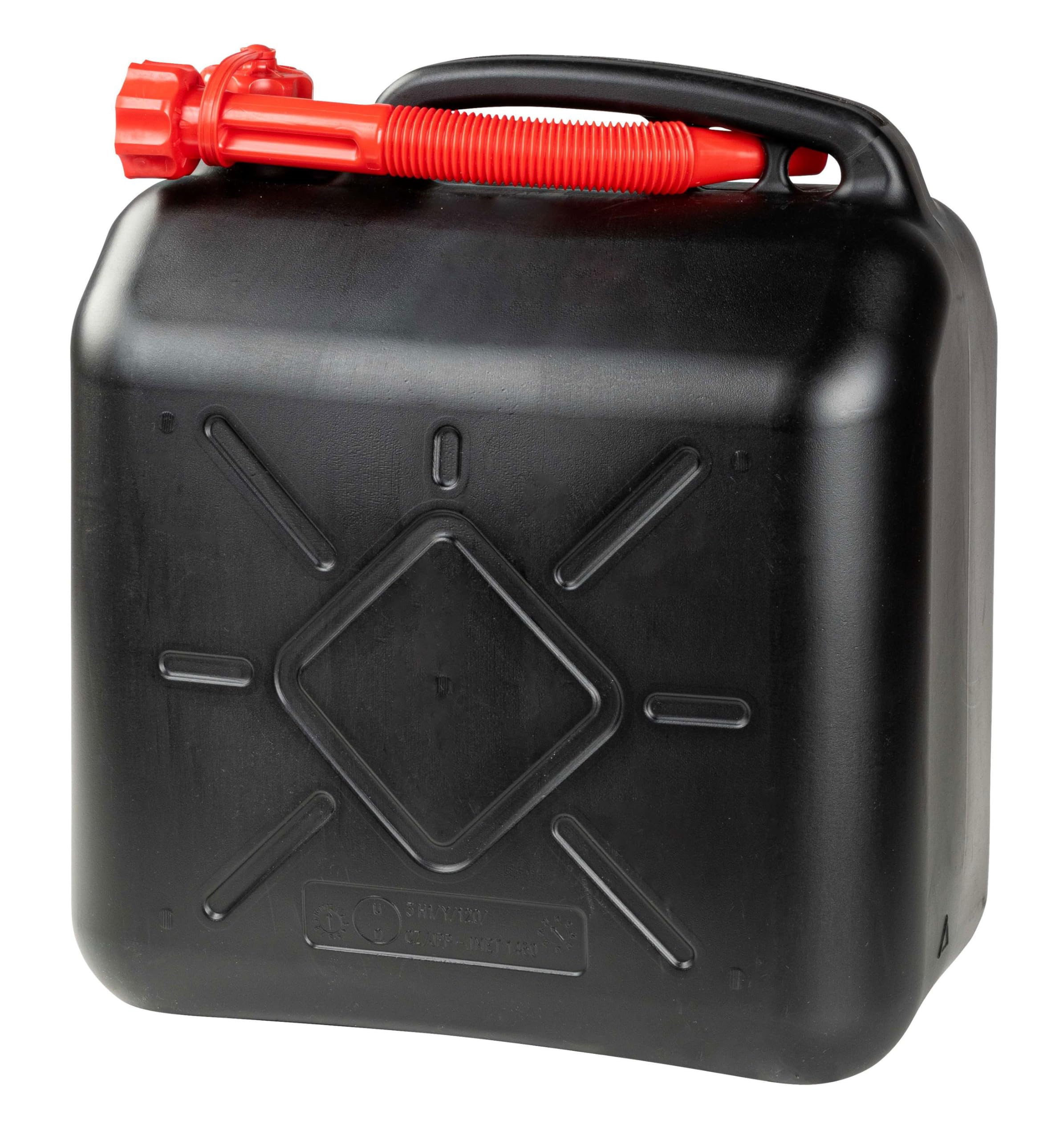 WALSER bidón de gasolina de 20 litros, bidón de combustible no homologado con boquilla, recipiente de gasóleo negro/rojo