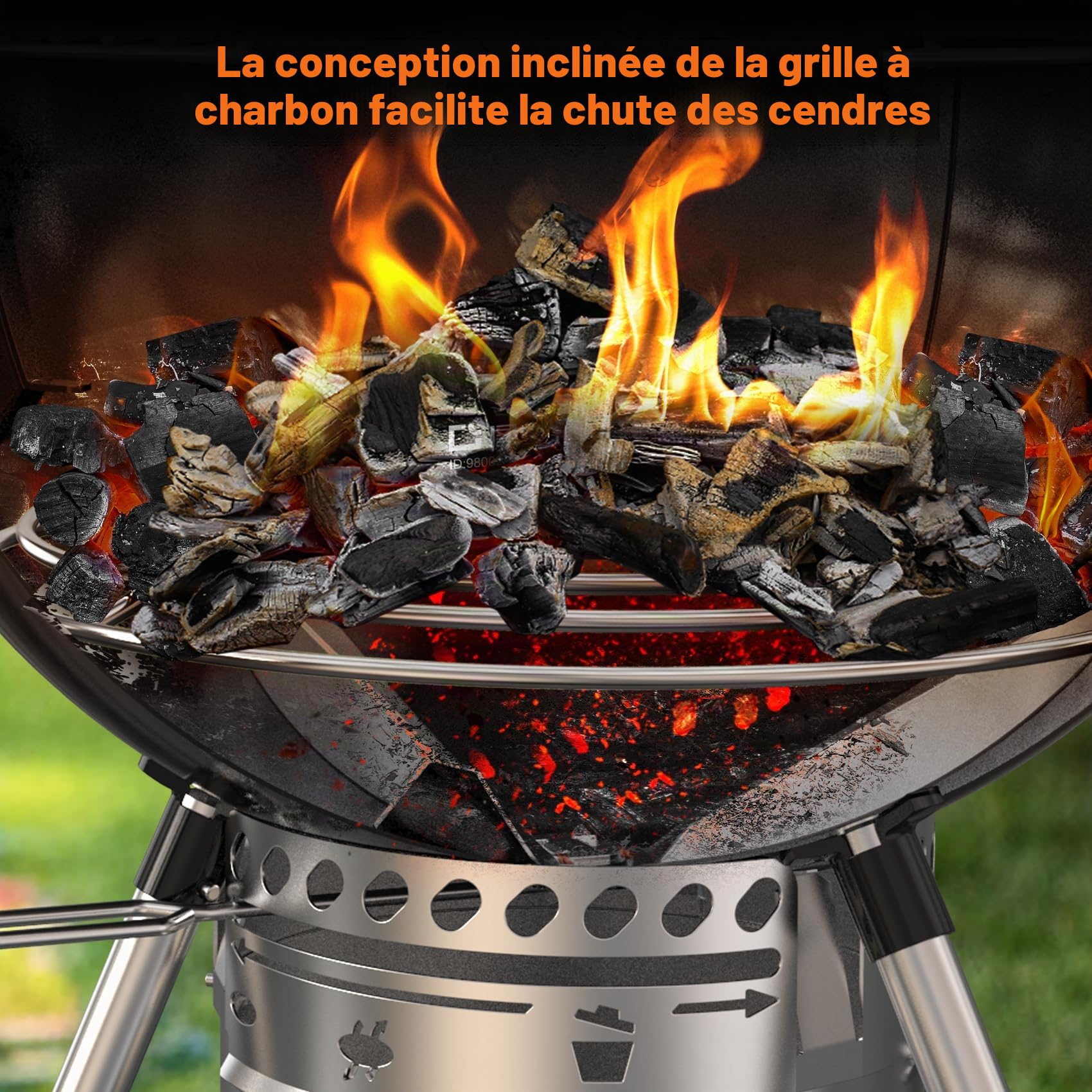 onlyfire Grille à Charbon pour Weber Kettle 57 cm, Accessoire pour Barbecue à Charbon de Bois Weber 57 cm, Grille de Fond 43cm