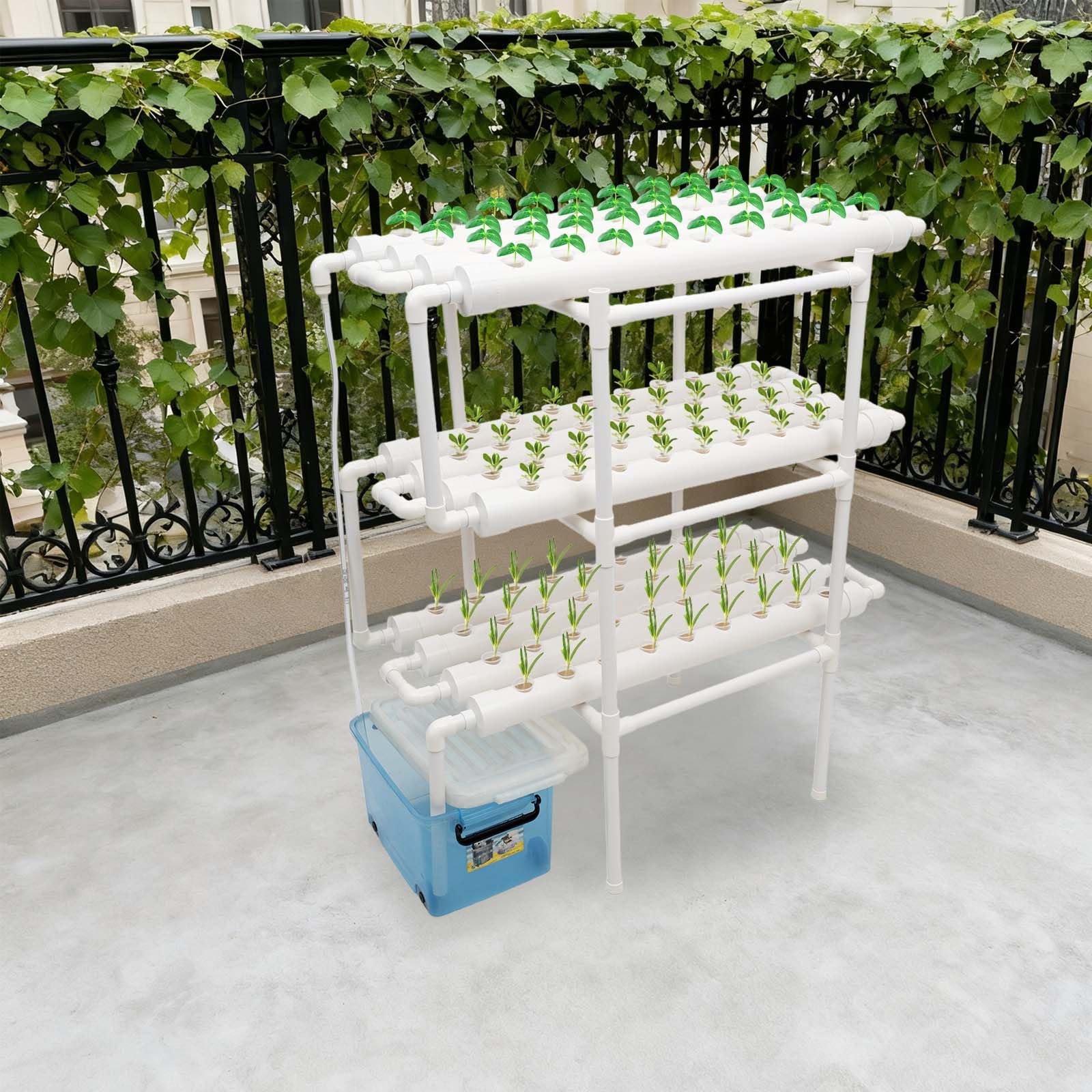 PVC-U Hydroponisches Grow-Kit Für Hause 3 Ebenen 108 Pflanzen | Hydroponische Pflanzausrüstung Hydroponische Anzuchtausrüstung mit Grow-Körben für Gemüse Blumen Pflanzen Raps usw