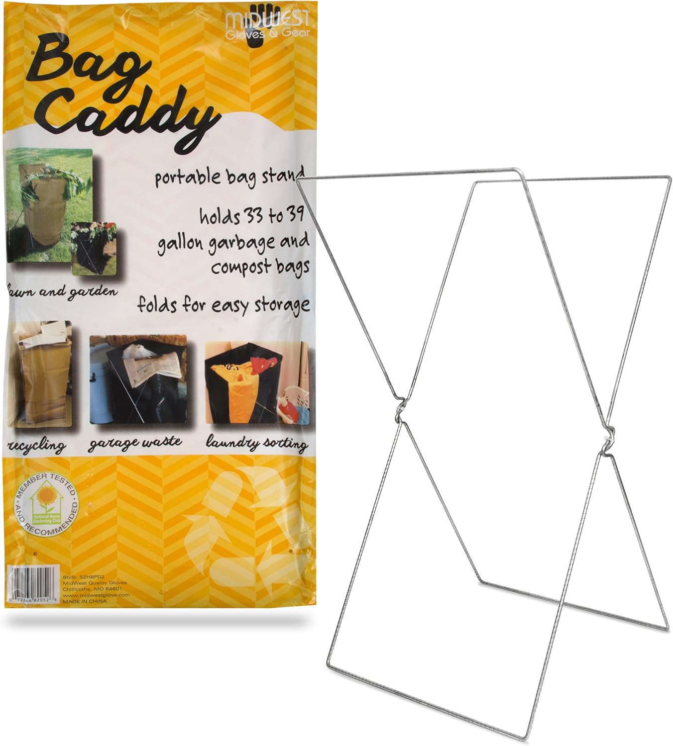 Midwest Gloves & Gear Bag Caddy - Portable Bag Stand for 33 to 39 Gallon Trash Bags, Style 52H8, 2018 Version, 2 Pack, Metal