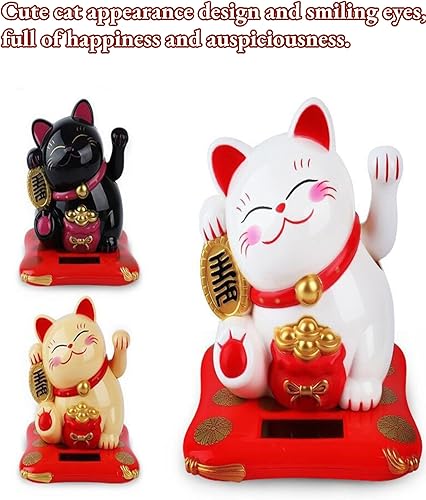 Miniatura 3 de Gato agitado, alimentado por energía solar, lindo gato agitando buena suerte, riqueza, bienvenido, gatos, exhibición del hogar, decoración de coche,