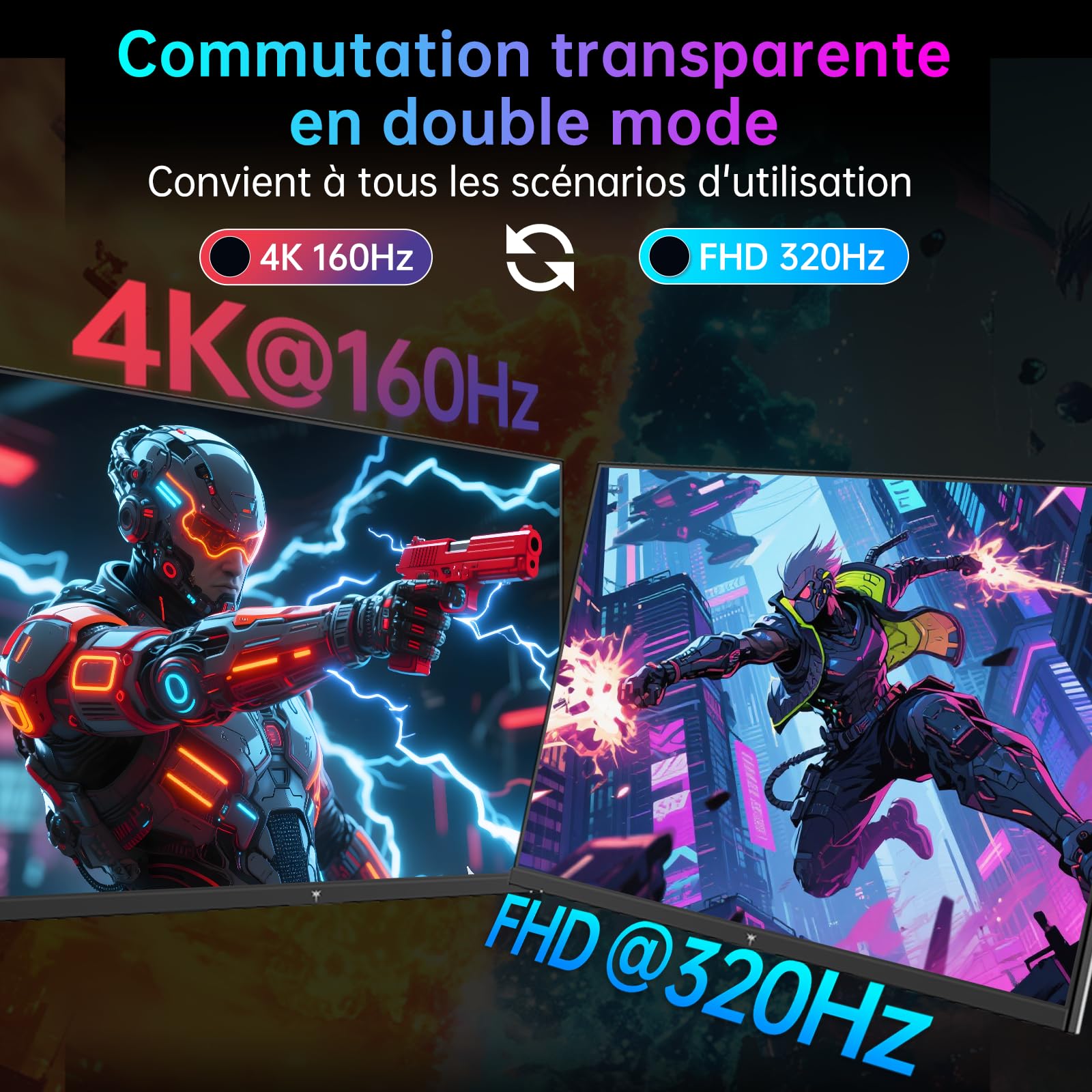 KTC Écran PC Gamer MiniLED 27 Pouces M27P6, 4K 160Hz / 1080P 320Hz Commutation Transparente, 1152 Zones de Gradation Locale, HDR1400, 1ms GtG, Adaptive Sync, 145% sRGB, KVM, Blanc