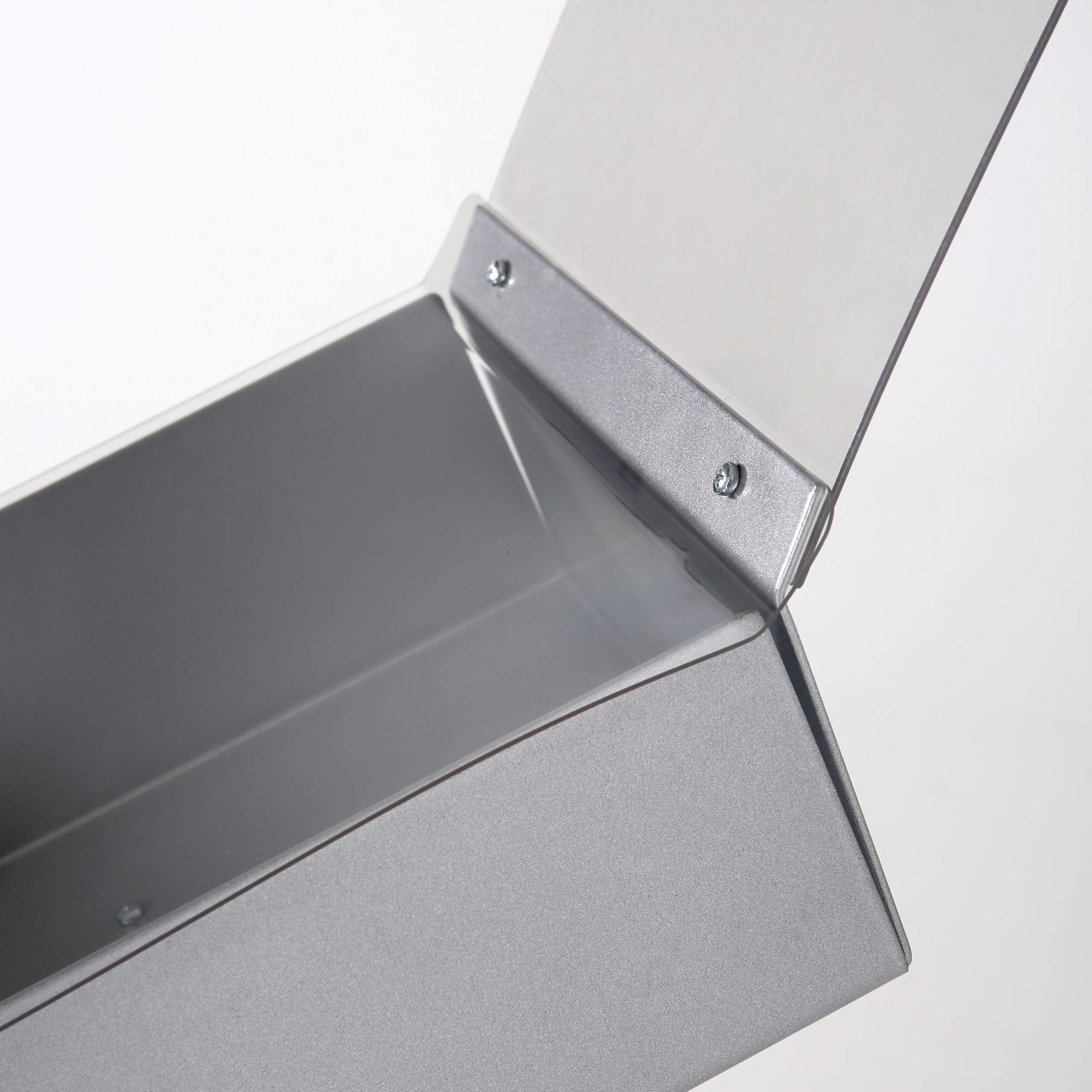 expositor hojas Outdoor Plus DIN A4 | porta folletos metálico impermeable con caja para folletos y bolsillo para carteles | expositores de pie A4, portafolletos metálico
