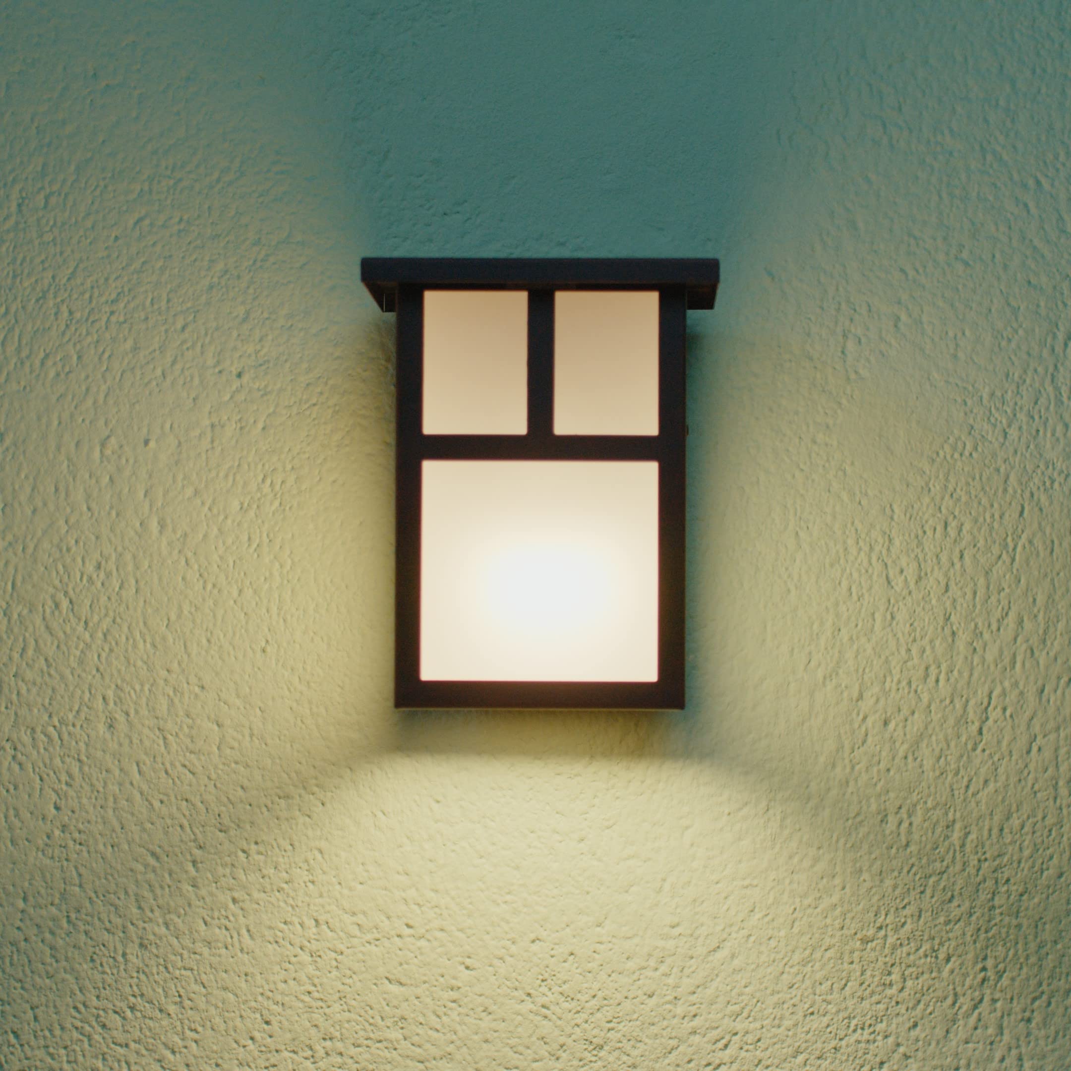 FORLIGHT Osaka (2 unidades) Aplique de Pared Exterior Rústico de Estilo Japonés. Farol de Pared para Bombilla E27. Lámpara de Pared para Jardín y Terraza IP23. Marrón Óxido