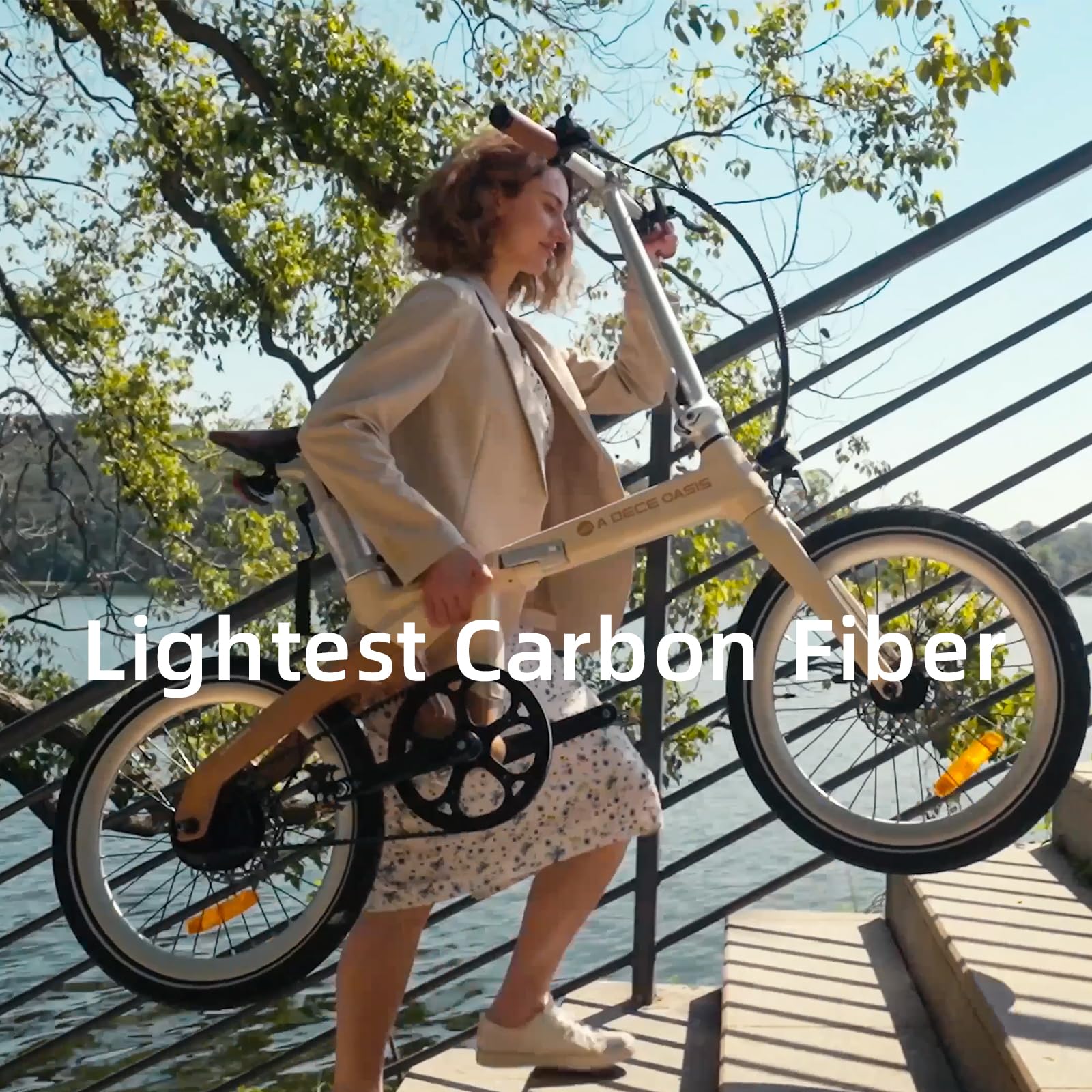 ADO E-Bike Air Carbon E-Fahrrad Faltbar, klapprad Riemenantrieb,Citybike, bafang Motor 250W, APP, ebike Damen/Herren,StVZO