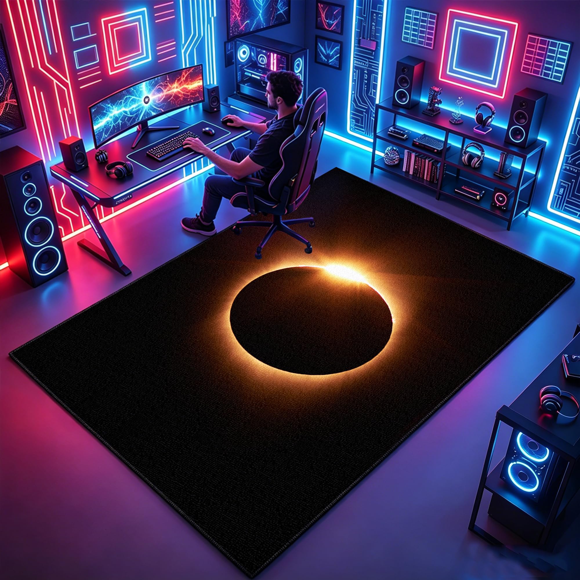 Atemrdsye Gaming Rug for Boys Bedroom 200 x 290 cm Gamer Rug, Colorful Boys Bedroom rug, Game Controller rug for Game Room Playroom Home Decor, Non Slip Carpet Decorative Floor Mat