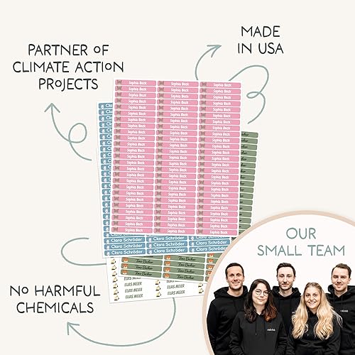 Miniatura 5 de melu kids Etiquetas de nombre personalizadas para niños en la escuela y la guardería (75), calcomanías con nombre para pegar (2.0 x 0.3 pulgadas),