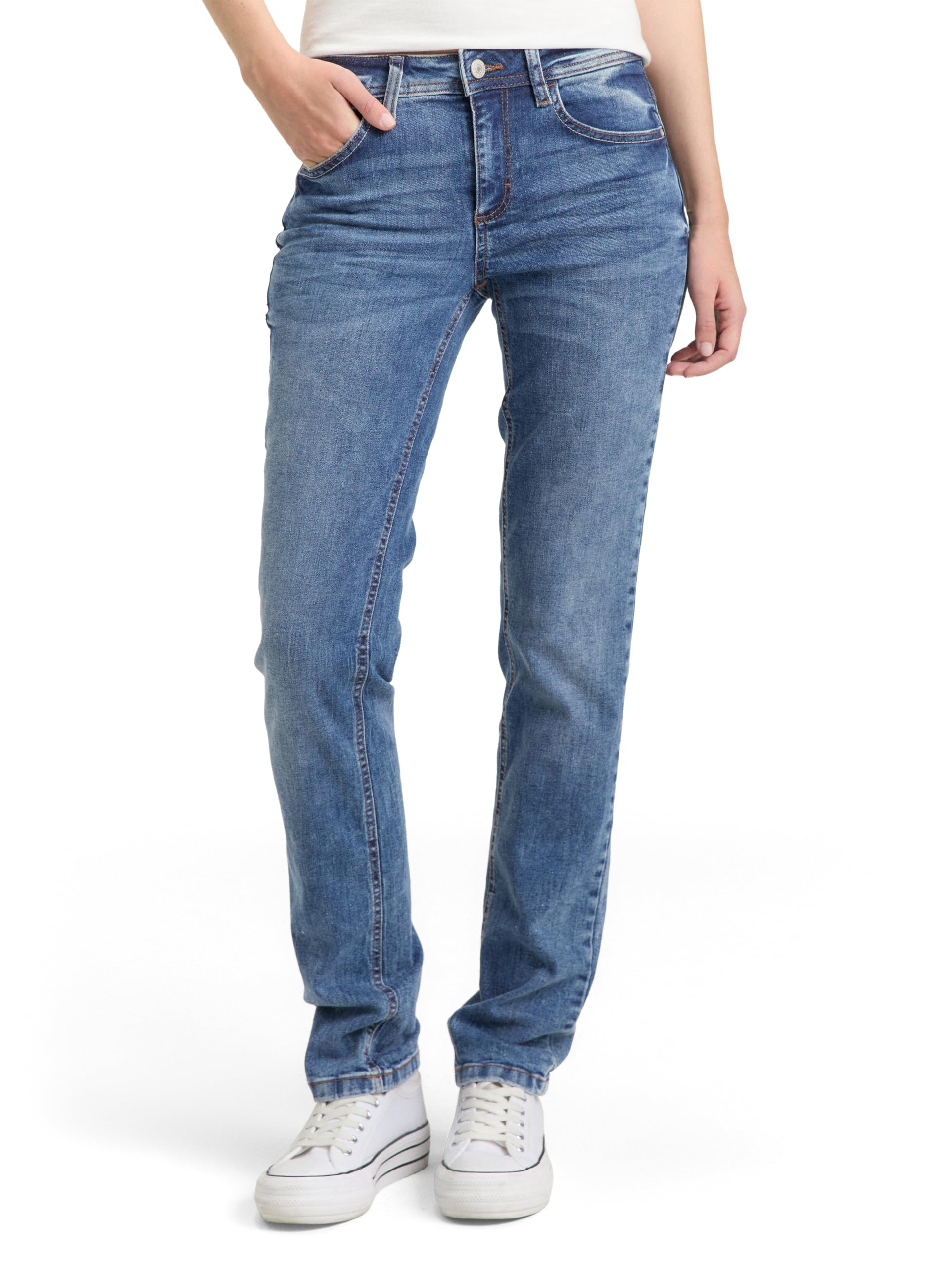 TOM TAILOR Women's 20622022 Alexa Straight Jeans, 10125 - Random Bleached Blue Denim, 30W / 34L