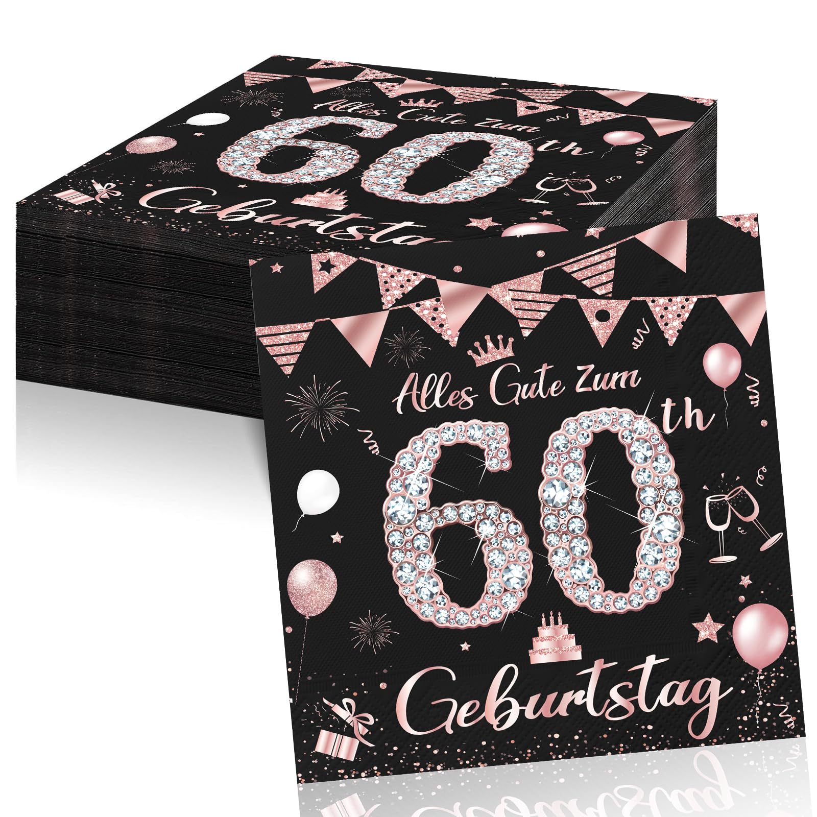 Geburtstagsdeko Servietten,Schwarz Gold Papier Party Servietten Tischdeko