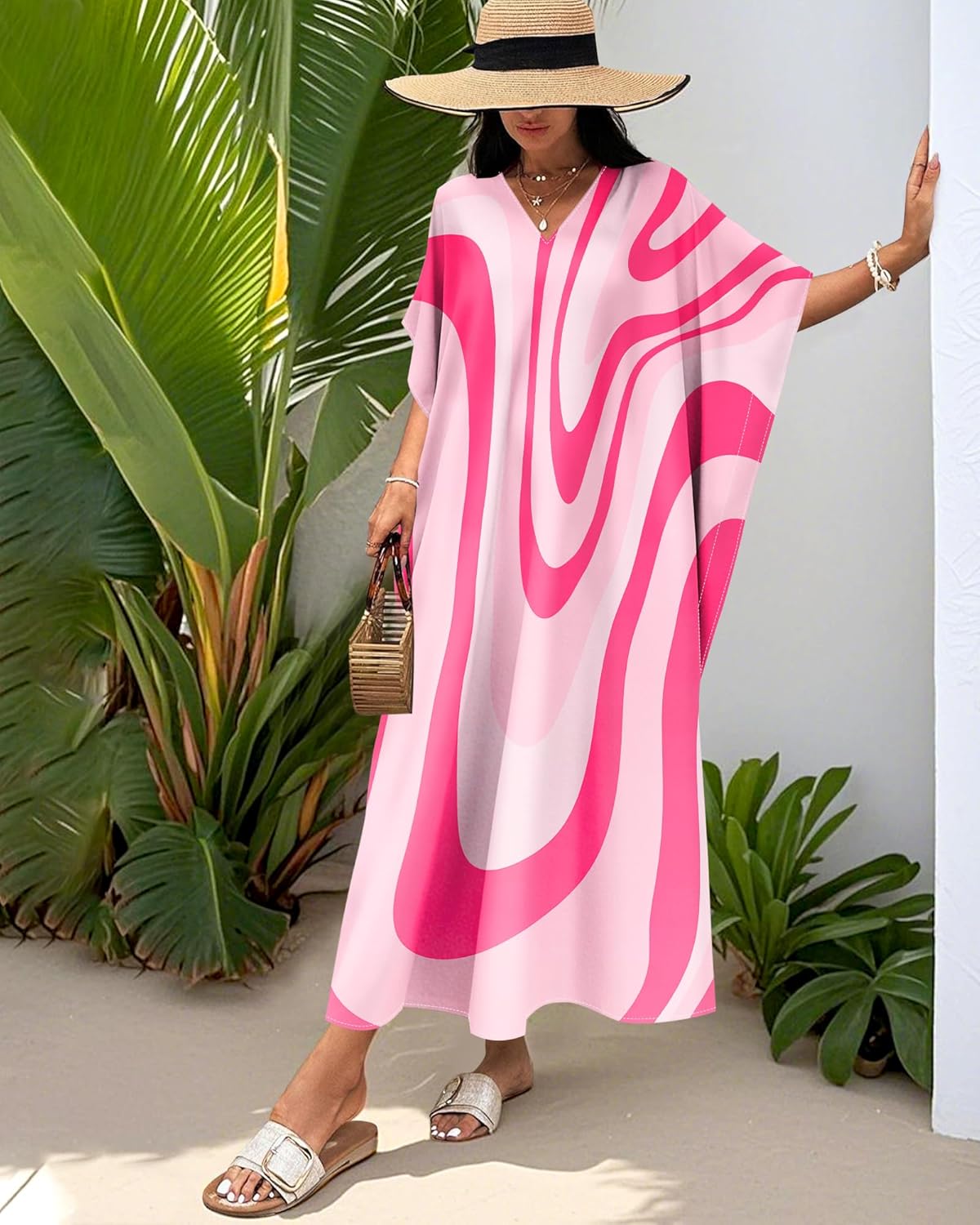 Kaftan Dresses for Women Plus Size Bathing Suit Caftans Swimsuit Cover up Maxi Beach Dress Loungewear - Image 4