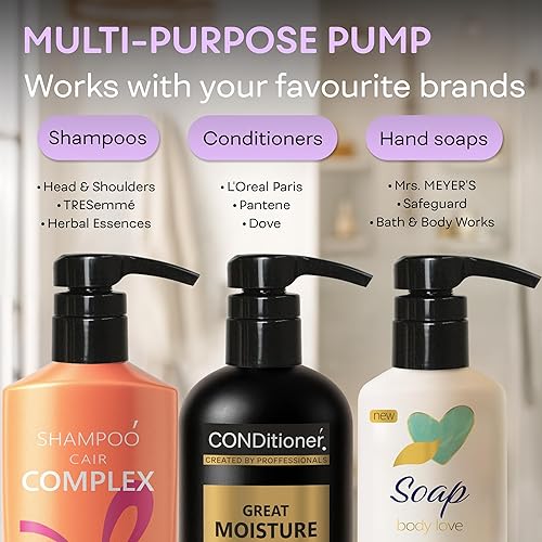 Miniatura 4 de BRIGHTFROM Bomba dispensadora universal, perfecta para champú y acondicionador de 1 litro (33.8 onzas), se adapta a la mayoría de botellas o