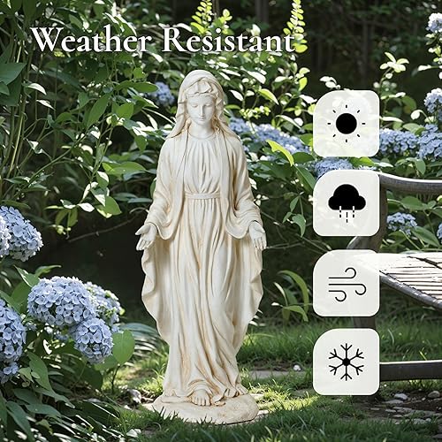 Miniatura 3 de LuxenHome - Estatua de Virgen María para exteriores, estatua religiosa de jardín de 30 pulgadas, estatua de la bendita madre al aire libre, estatuas