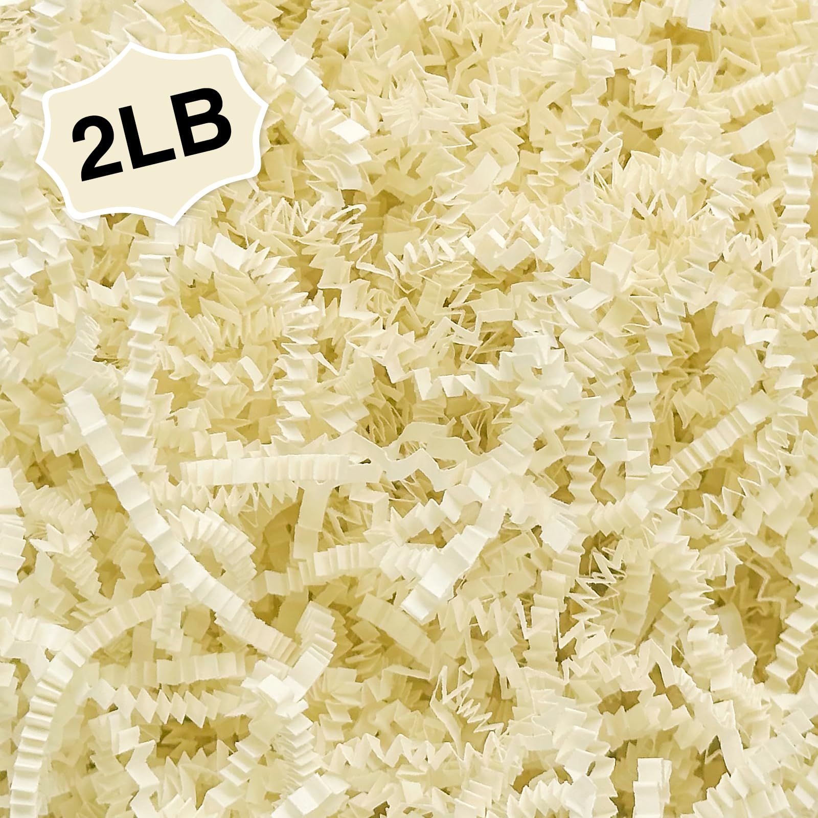 Corlcol 2LB Crinkle Paper Shred Filler for Gift Box Bag and Basket On Holidays(Beige)