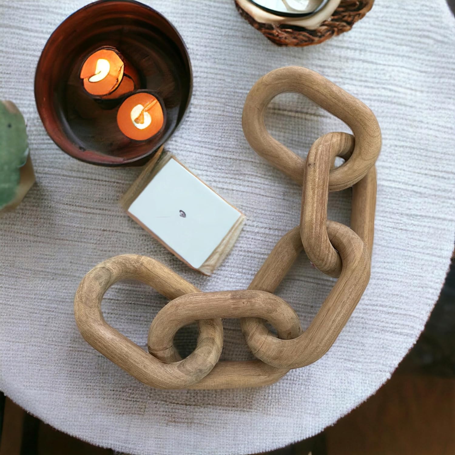 Amazon Com Acacia Wood Chain Link Decor Acacia Wood Natural Hand AC SL1500