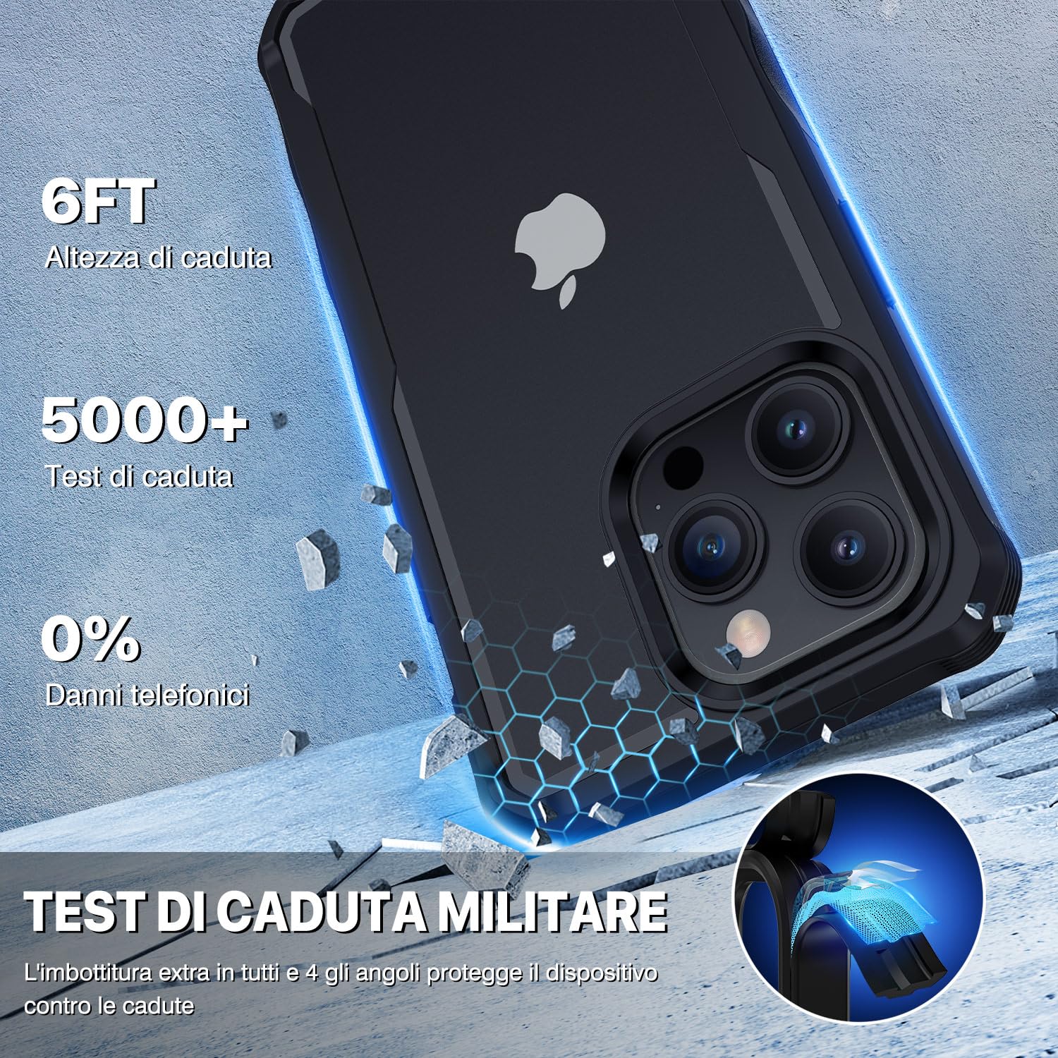 CENHUFO Privacy Cover iPhone 15 Pro Max, con Protezione Schermo Vetro Temperato Anti Spia e Pellicola Fotocamera [9H HD] 360 Gradi Antiurto Fronte Retro Doppia Custodia per iPhone 15 Pro Max -Nero