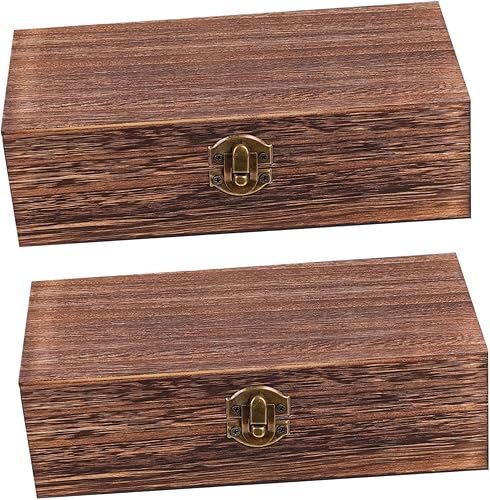 1set Retro Buckle Design Wooden Storage Boxes Decorative Antique Decorative Boxes